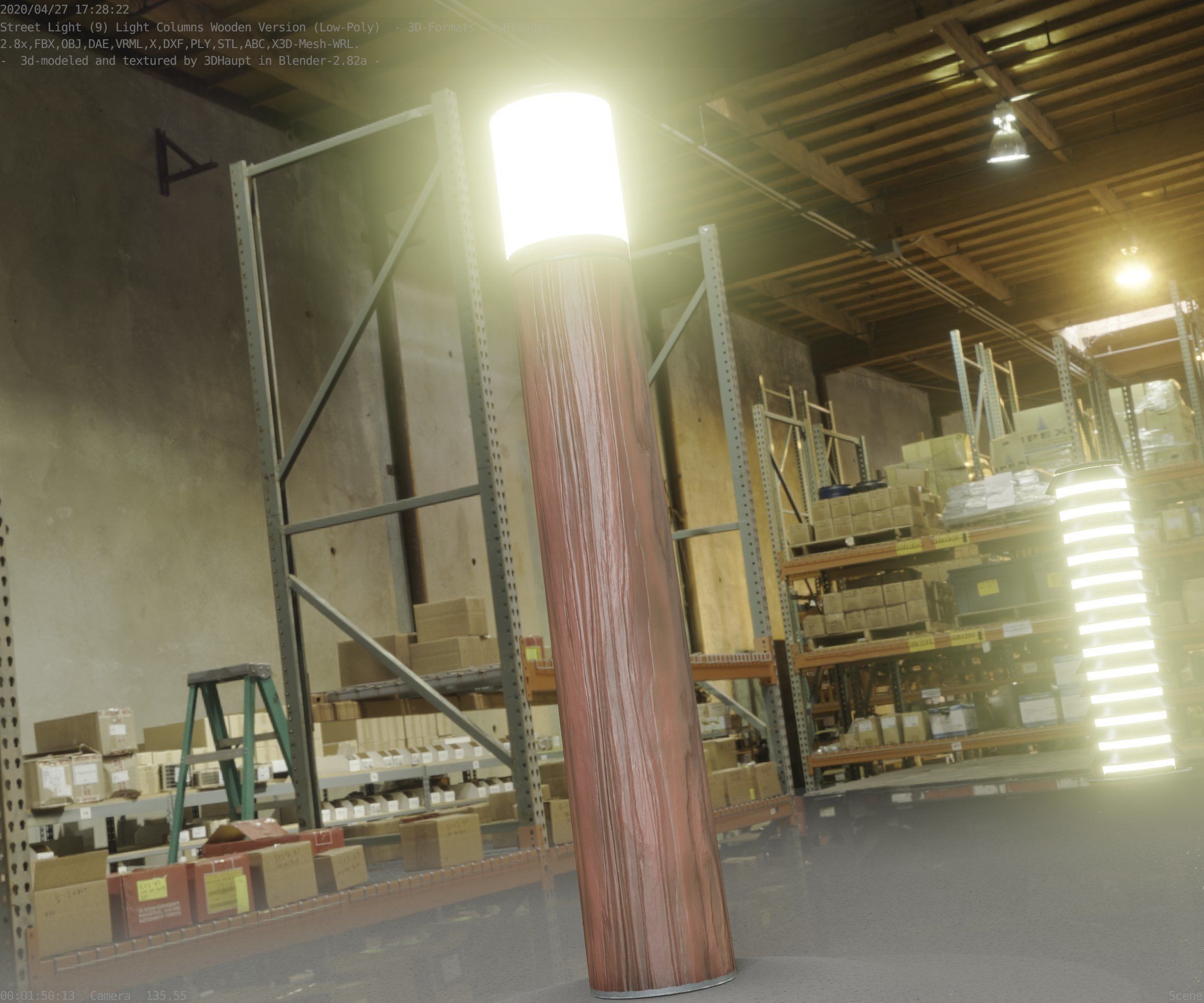 Wooden Light-Column 27- Low-Poly Street-Light Set-9 Low-poly 3D model_54
