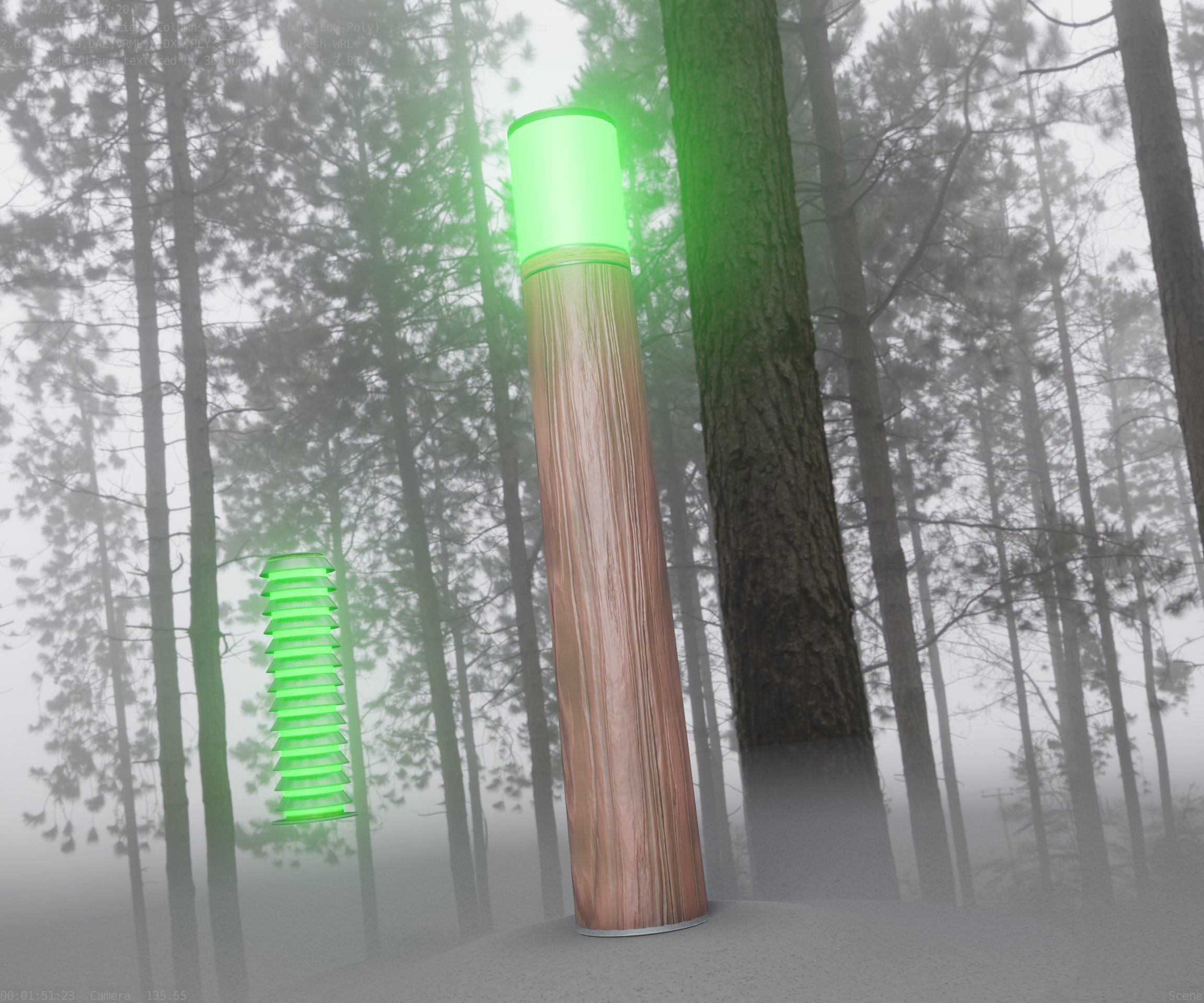 Wooden Light-Column 27- Low-Poly Street-Light Set-9 Low-poly 3D model_88