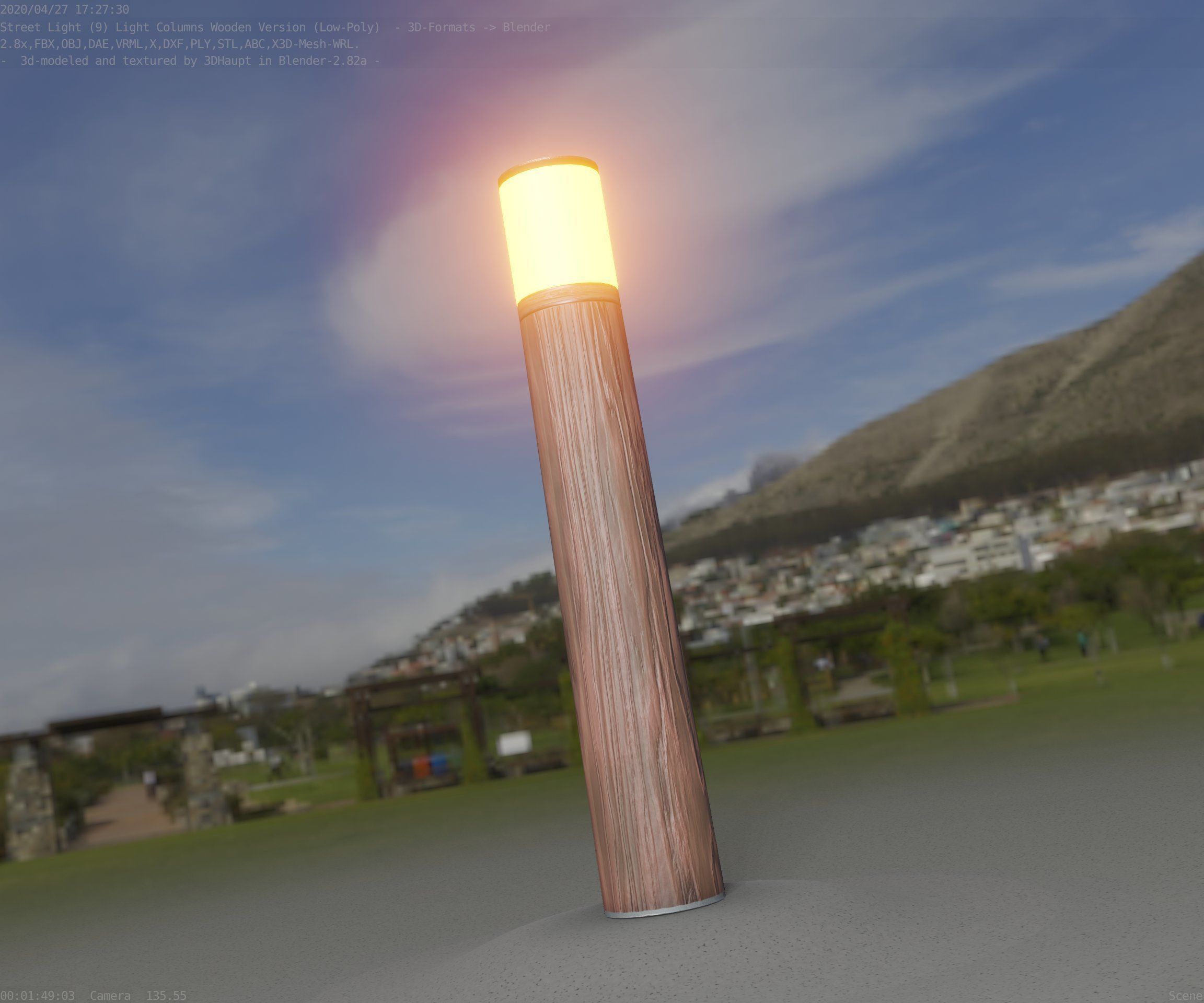 Wooden Light-Column 27- Low-Poly Street-Light Set-9 Low-poly 3D model_18