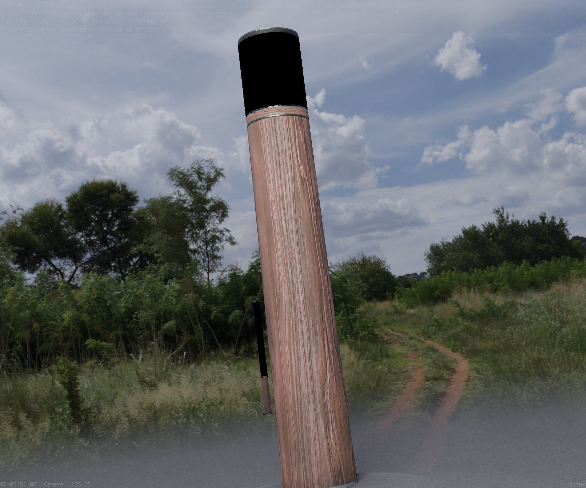 Wooden Light-Column 27- Low-Poly Street-Light Set-9 Low-poly 3D model_71