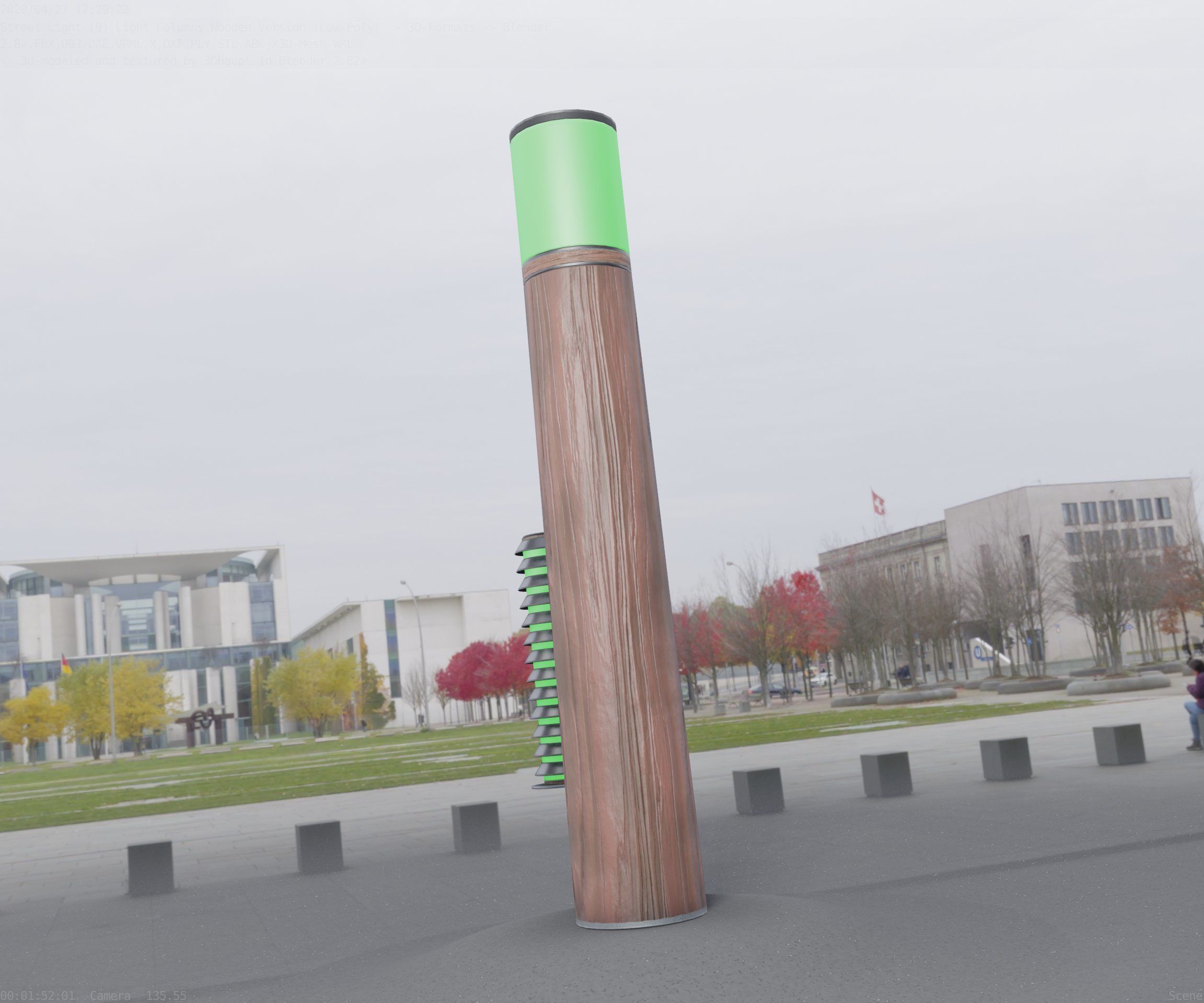 Wooden Light-Column 27- Low-Poly Street-Light Set-9 Low-poly 3D model_90