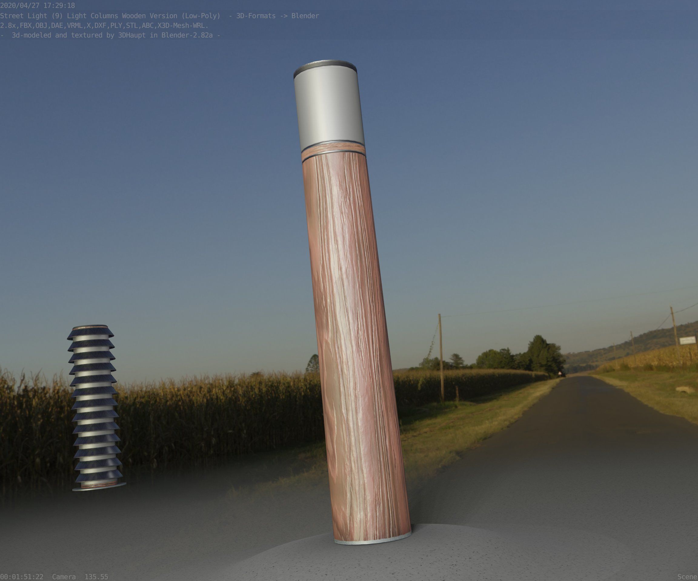 Wooden Light-Column 27- Low-Poly Street-Light Set-9 Low-poly 3D model_87