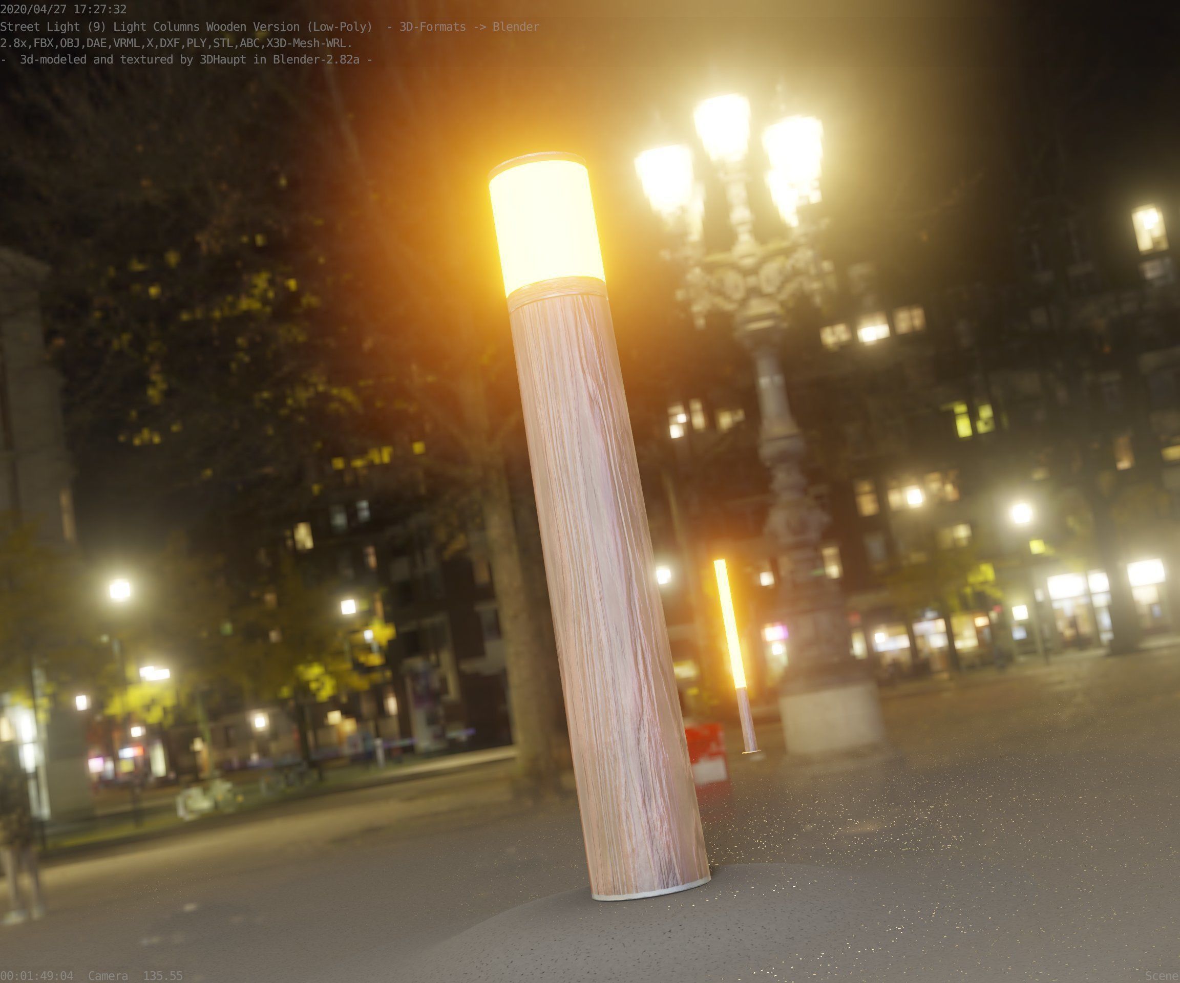 Wooden Light-Column 27- Low-Poly Street-Light Set-9 Low-poly 3D model_19