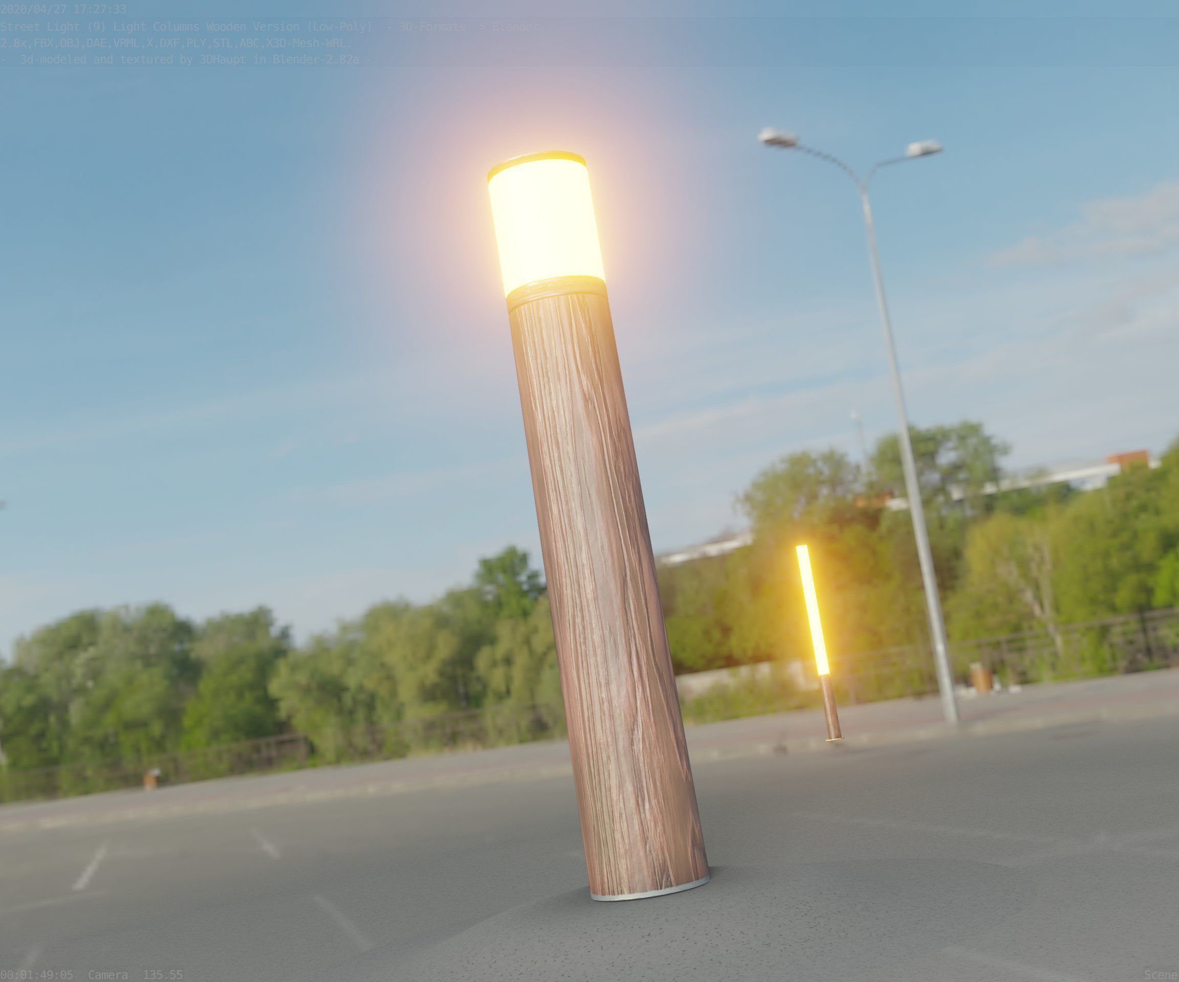 Wooden Light-Column 27- Low-Poly Street-Light Set-9 Low-poly 3D model_20
