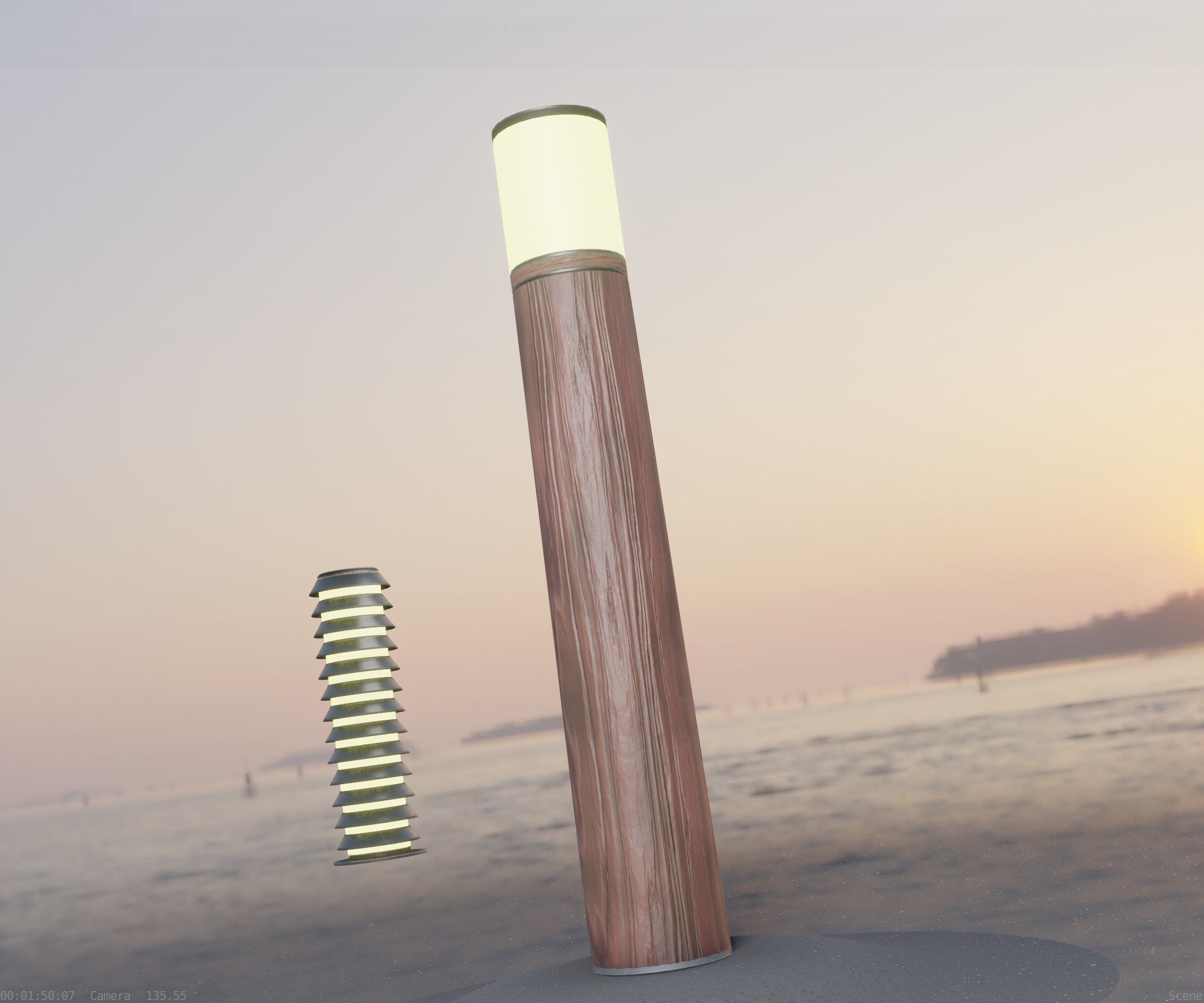 Wooden Light-Column 27- Low-Poly Street-Light Set-9 Low-poly 3D model_48