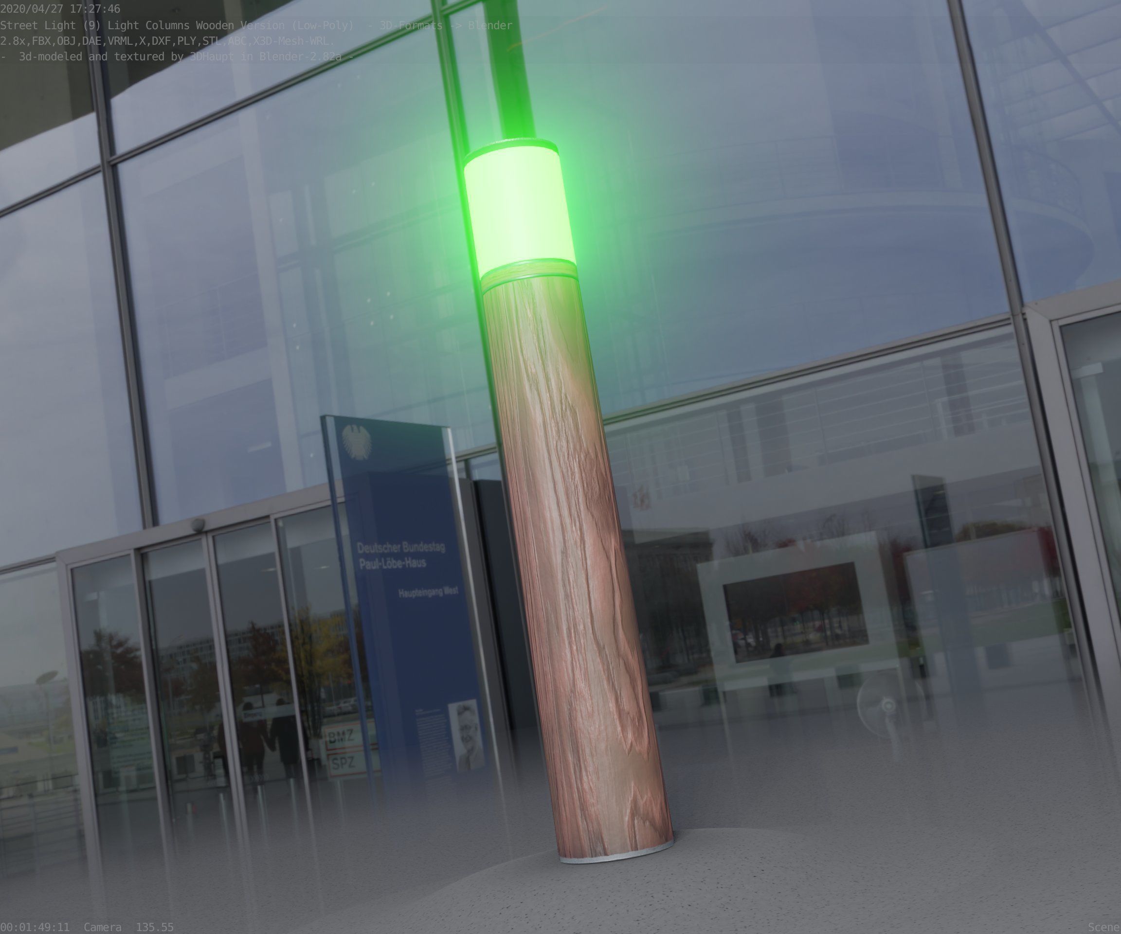 Wooden Light-Column 27- Low-Poly Street-Light Set-9 Low-poly 3D model_26