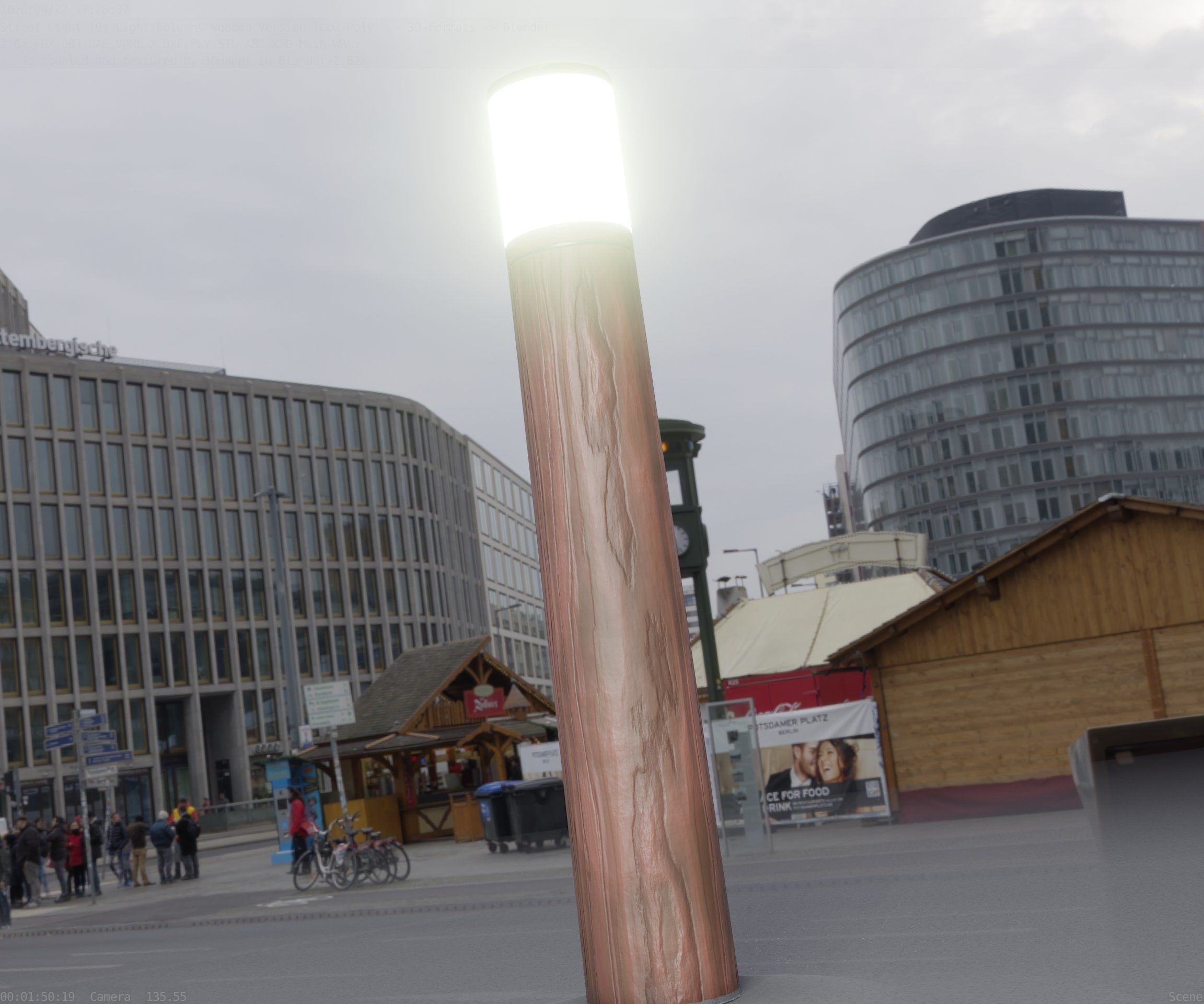 Wooden Light-Column 27- Low-Poly Street-Light Set-9 Low-poly 3D model_60