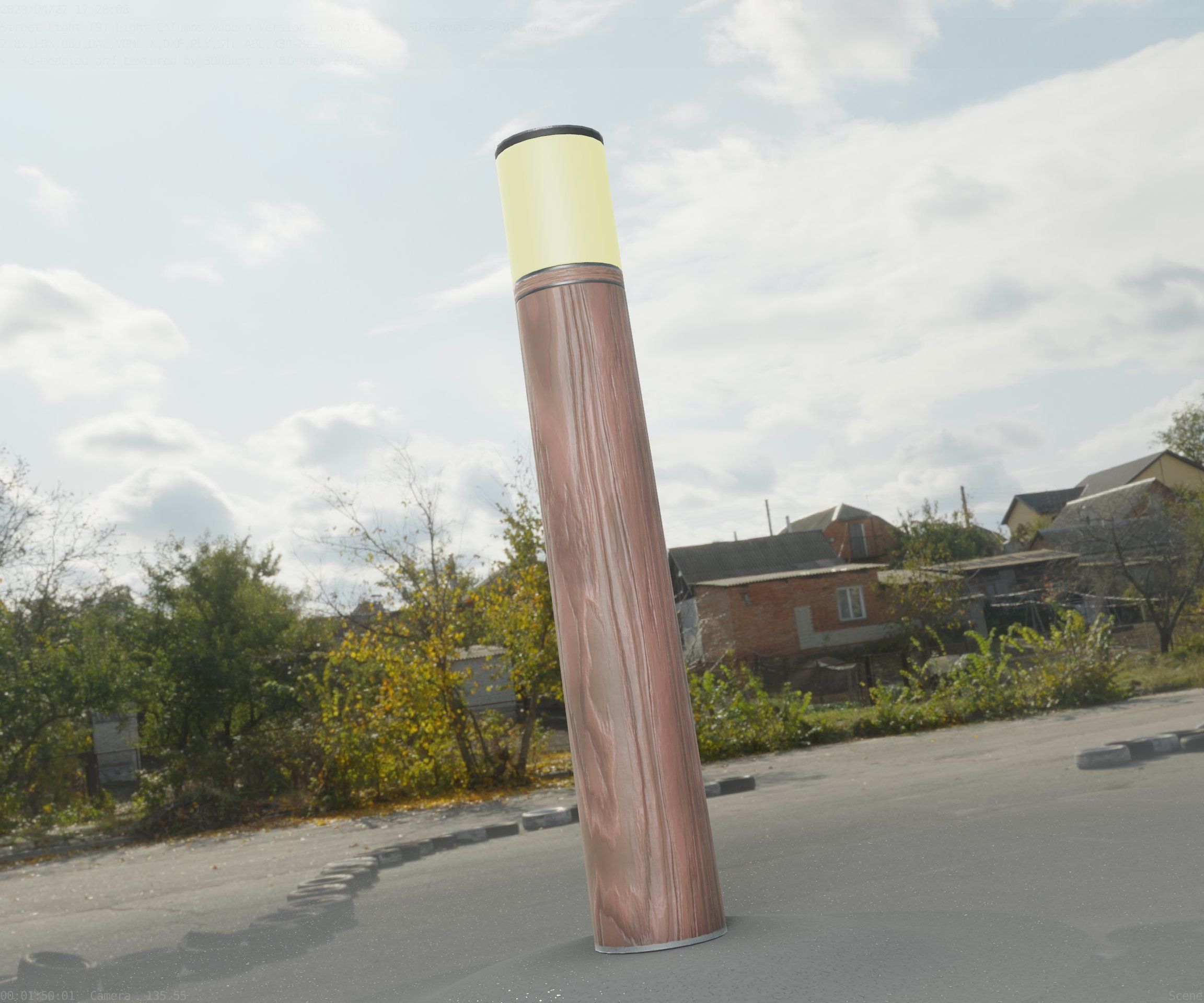Wooden Light-Column 27- Low-Poly Street-Light Set-9 Low-poly 3D model_42