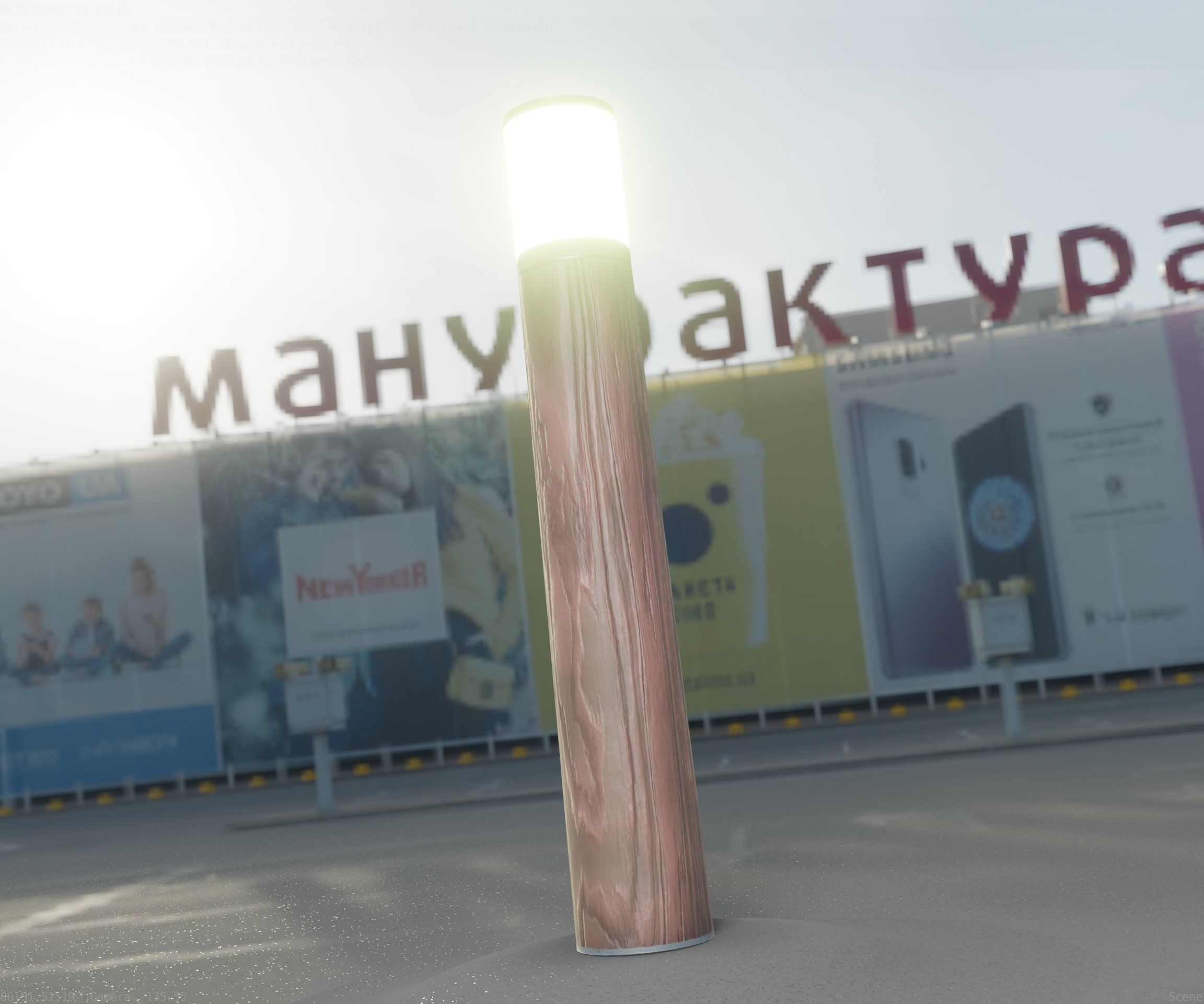 Wooden Light-Column 27- Low-Poly Street-Light Set-9 Low-poly 3D model_84