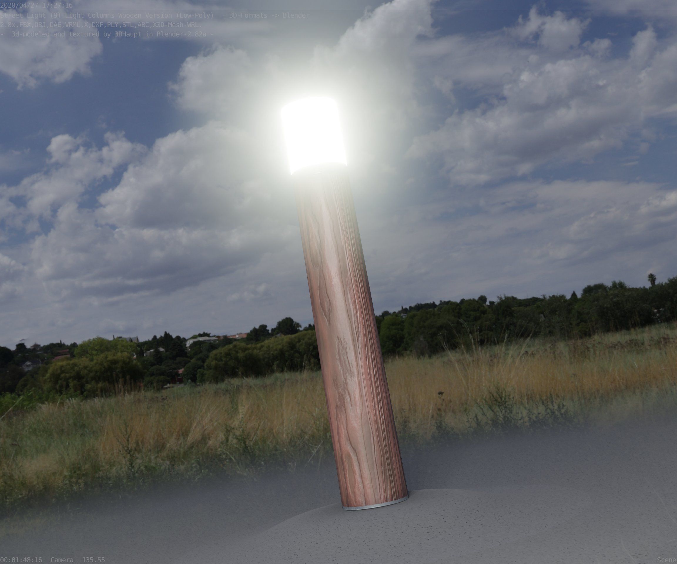 Wooden Light-Column 27- Low-Poly Street-Light Set-9 Low-poly 3D model_8