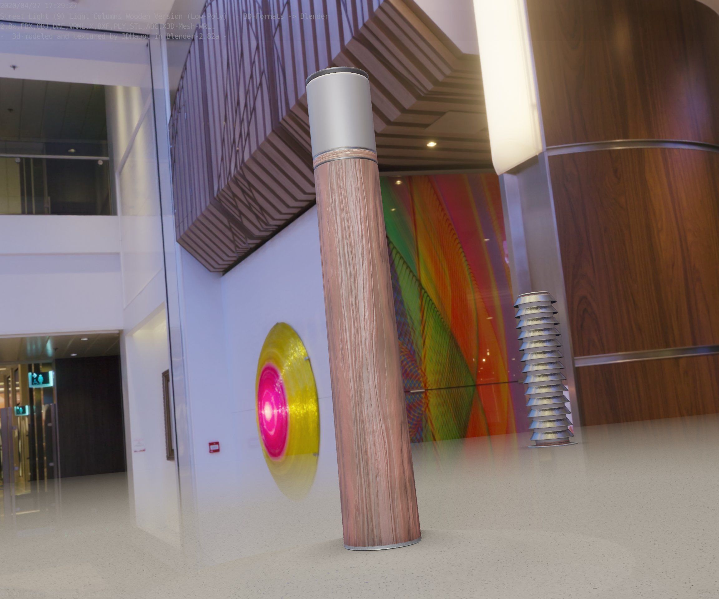 Wooden Light-Column 27- Low-Poly Street-Light Set-9 Low-poly 3D model_93