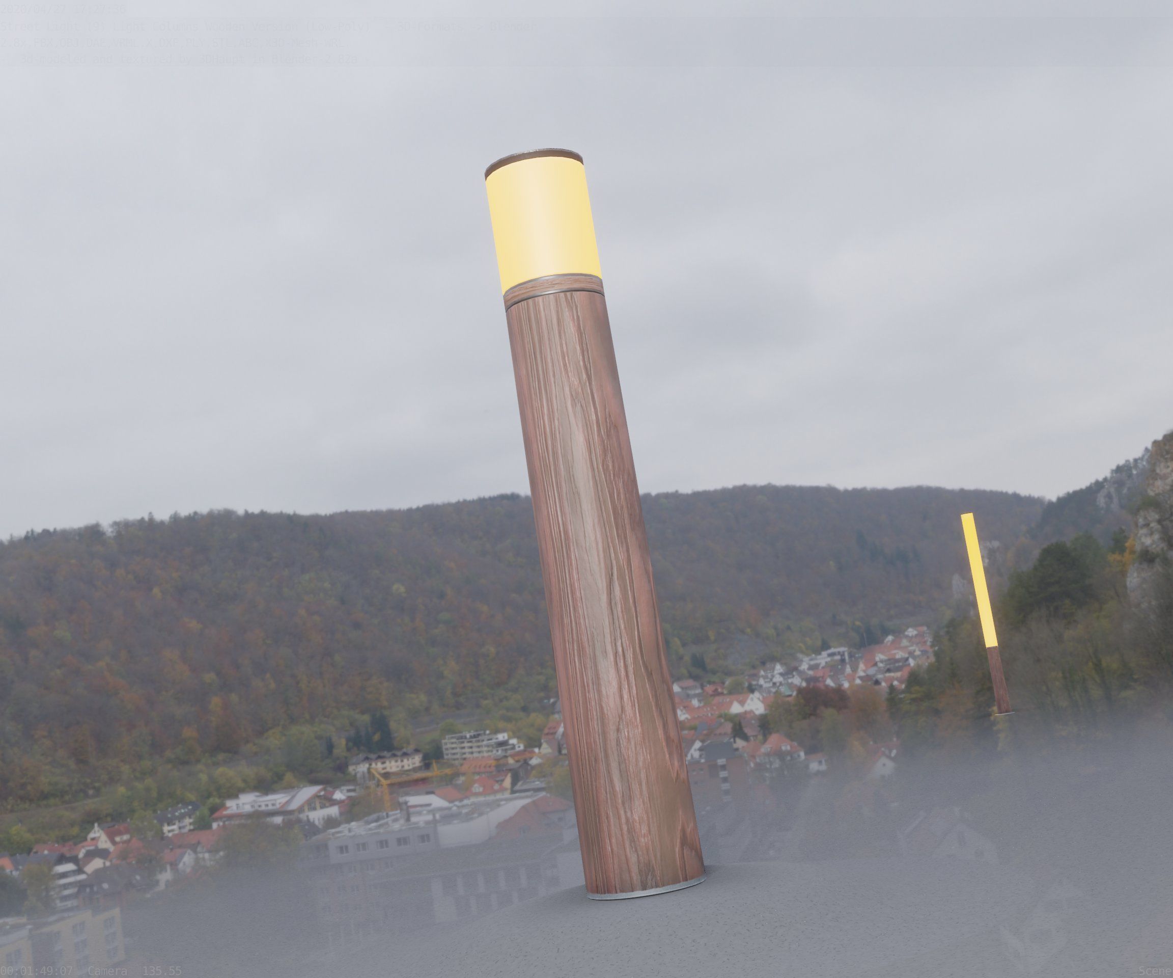 Wooden Light-Column 27- Low-Poly Street-Light Set-9 Low-poly 3D model_22