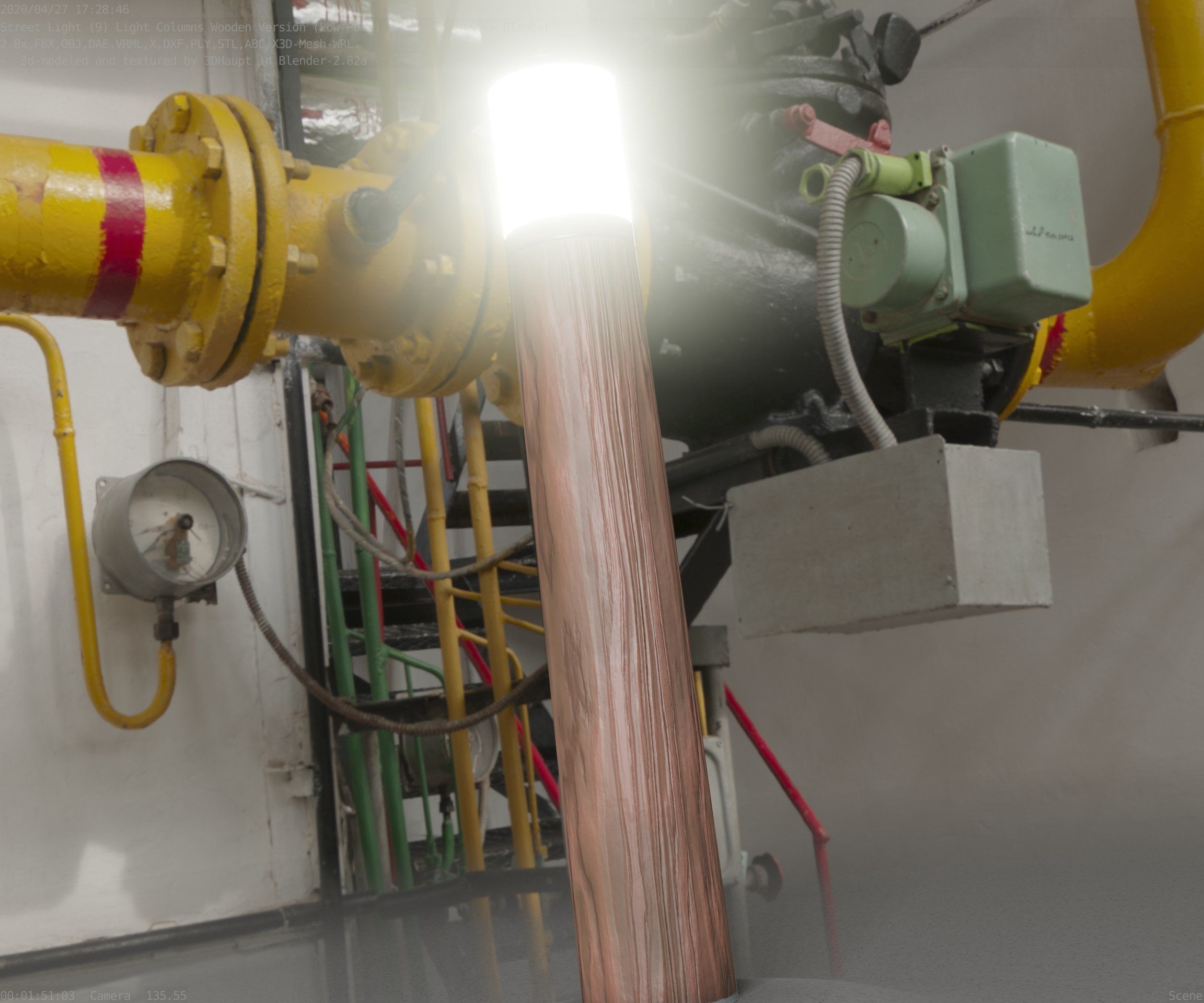 Wooden Light-Column 27- Low-Poly Street-Light Set-9 Low-poly 3D model_68