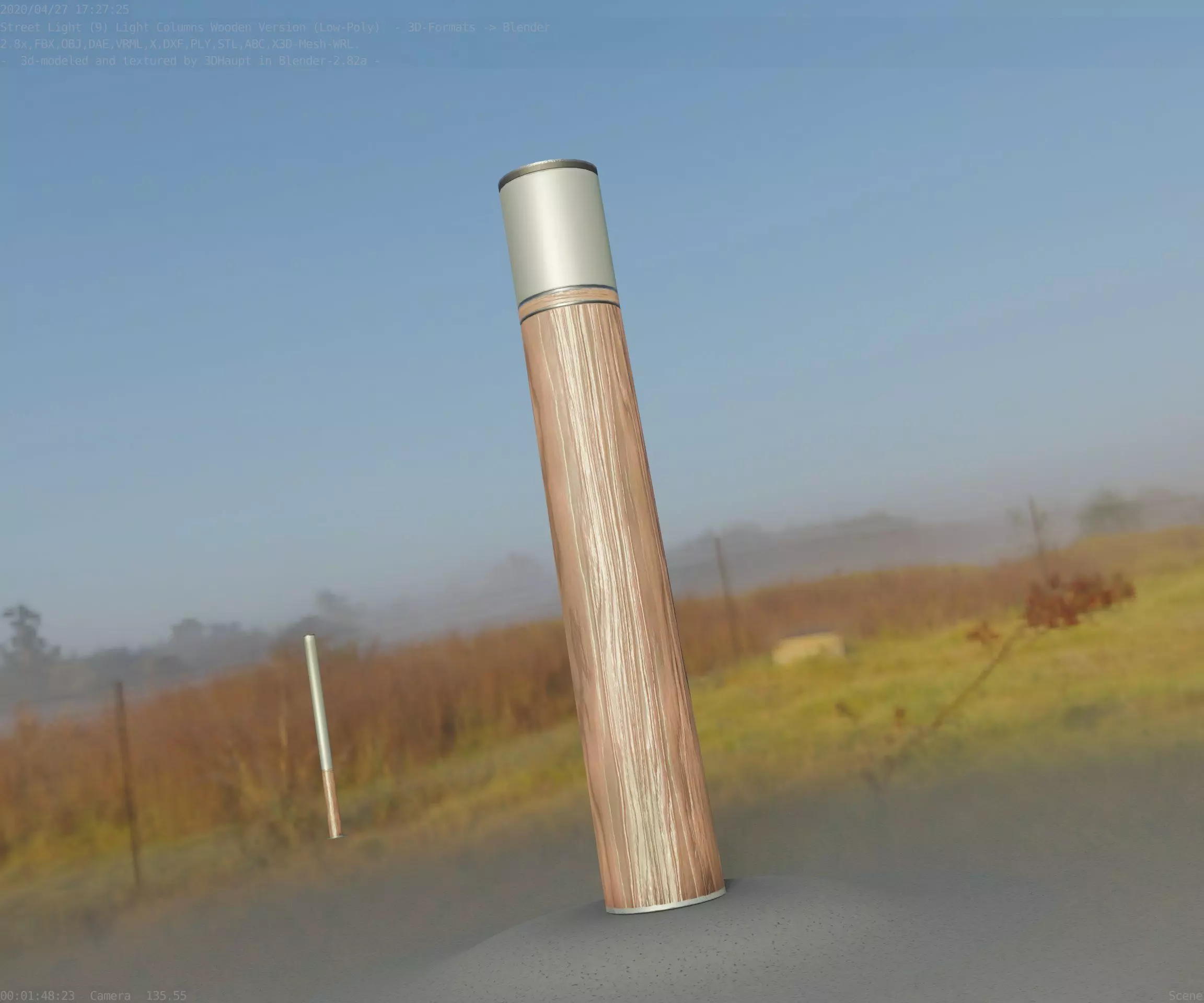Wooden Light-Column 27- Low-Poly Street-Light Set-9 Low-poly 3D model_0