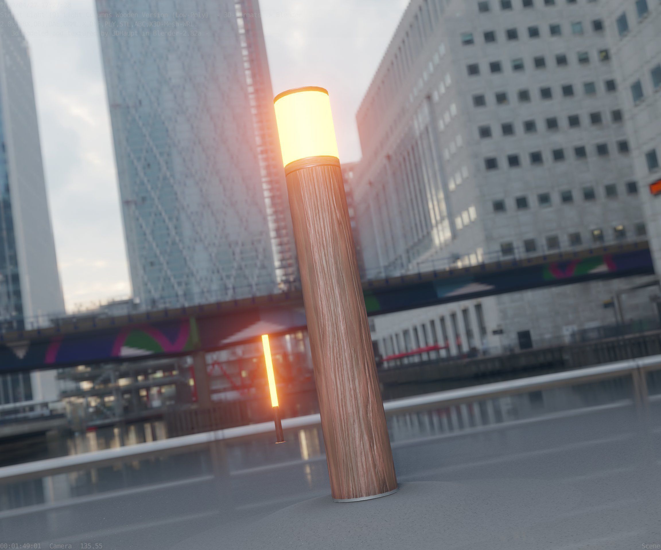 Wooden Light-Column 27- Low-Poly Street-Light Set-9 Low-poly 3D model_16