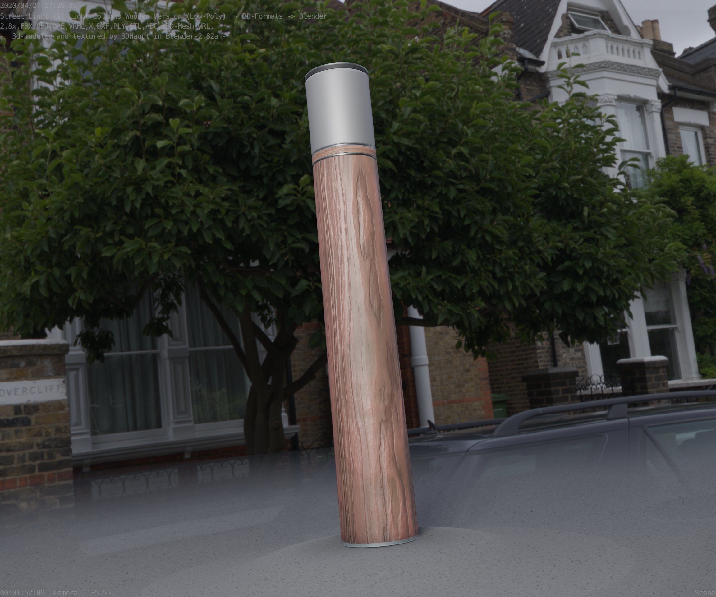 Wooden Light-Column 27- Low-Poly Street-Light Set-9 Low-poly 3D model_98