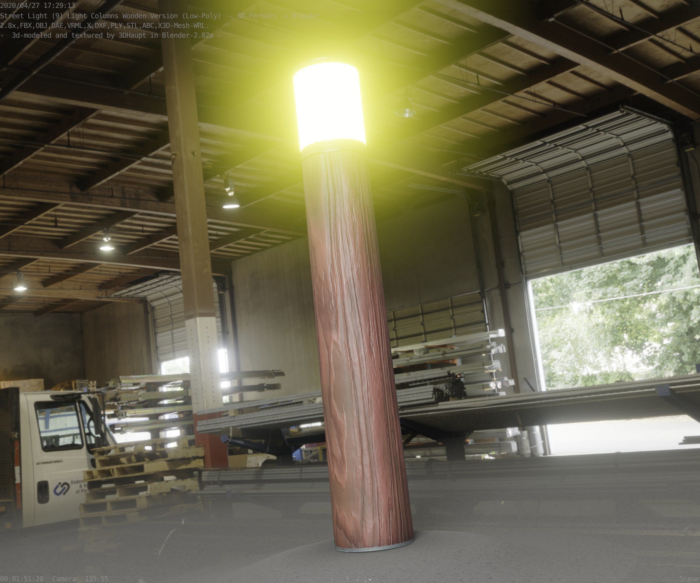 Wooden Light-Column 27- Low-Poly Street-Light Set-9 Low-poly 3D model_85