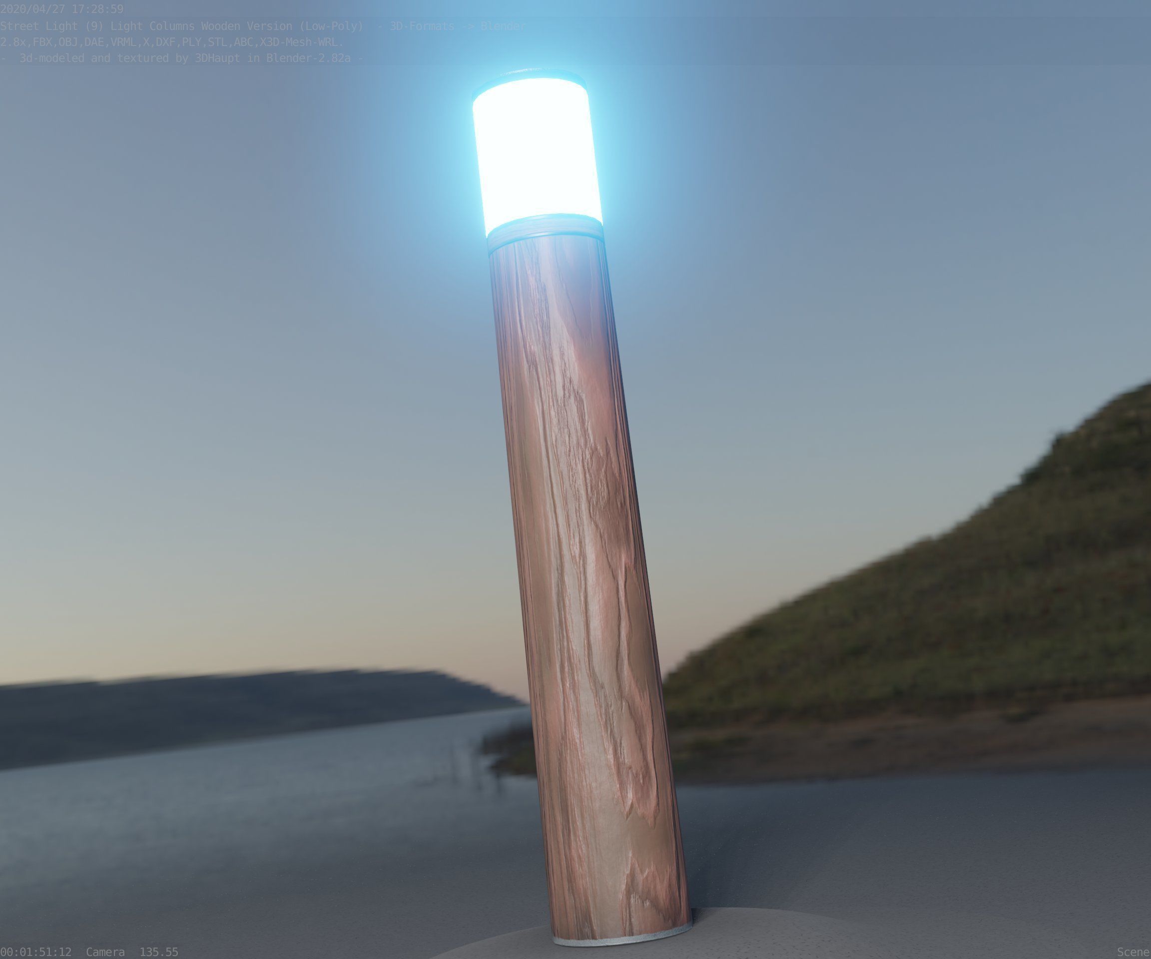 Wooden Light-Column 27- Low-Poly Street-Light Set-9 Low-poly 3D model_77