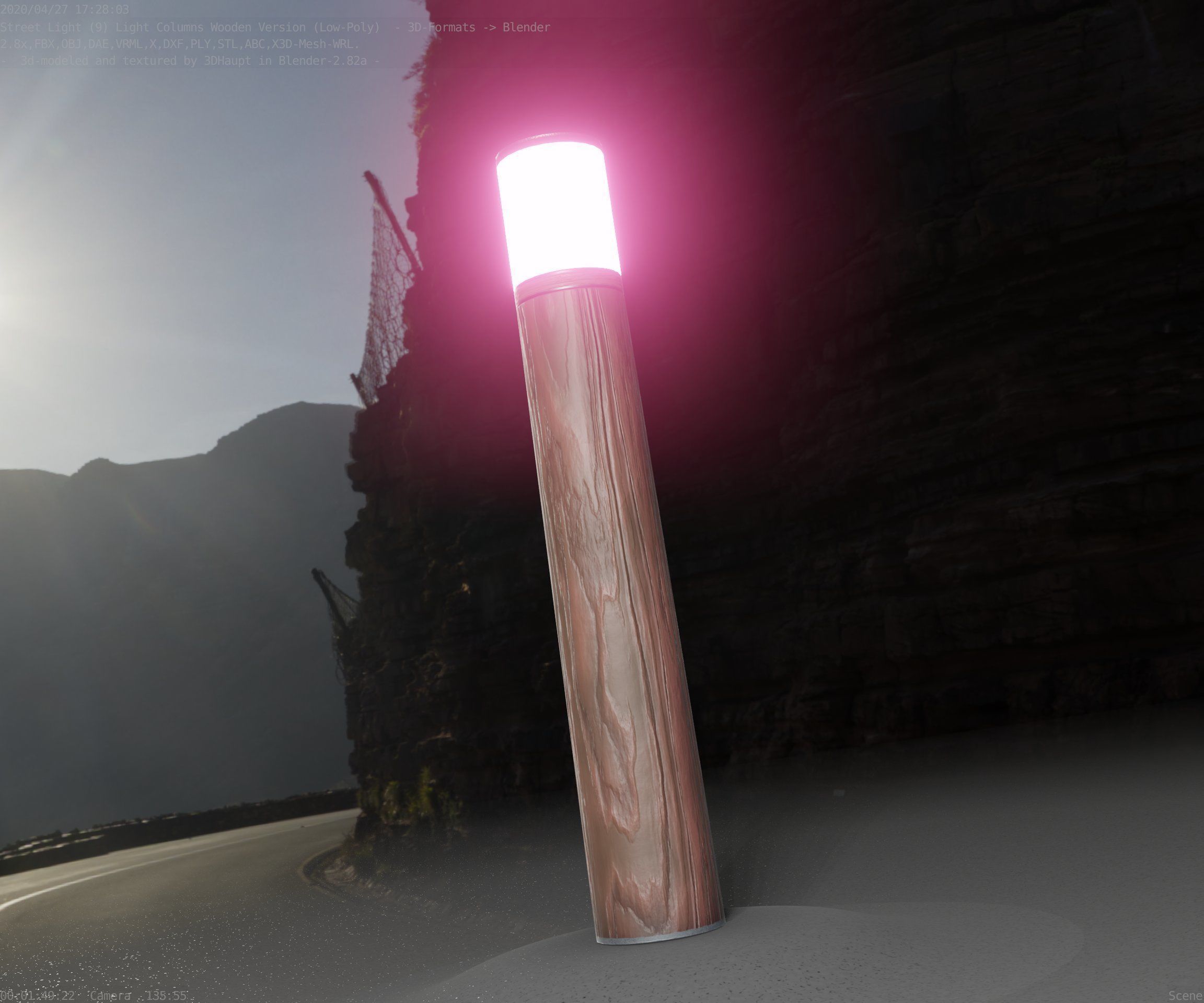 Wooden Light-Column 27- Low-Poly Street-Light Set-9 Low-poly 3D model_39