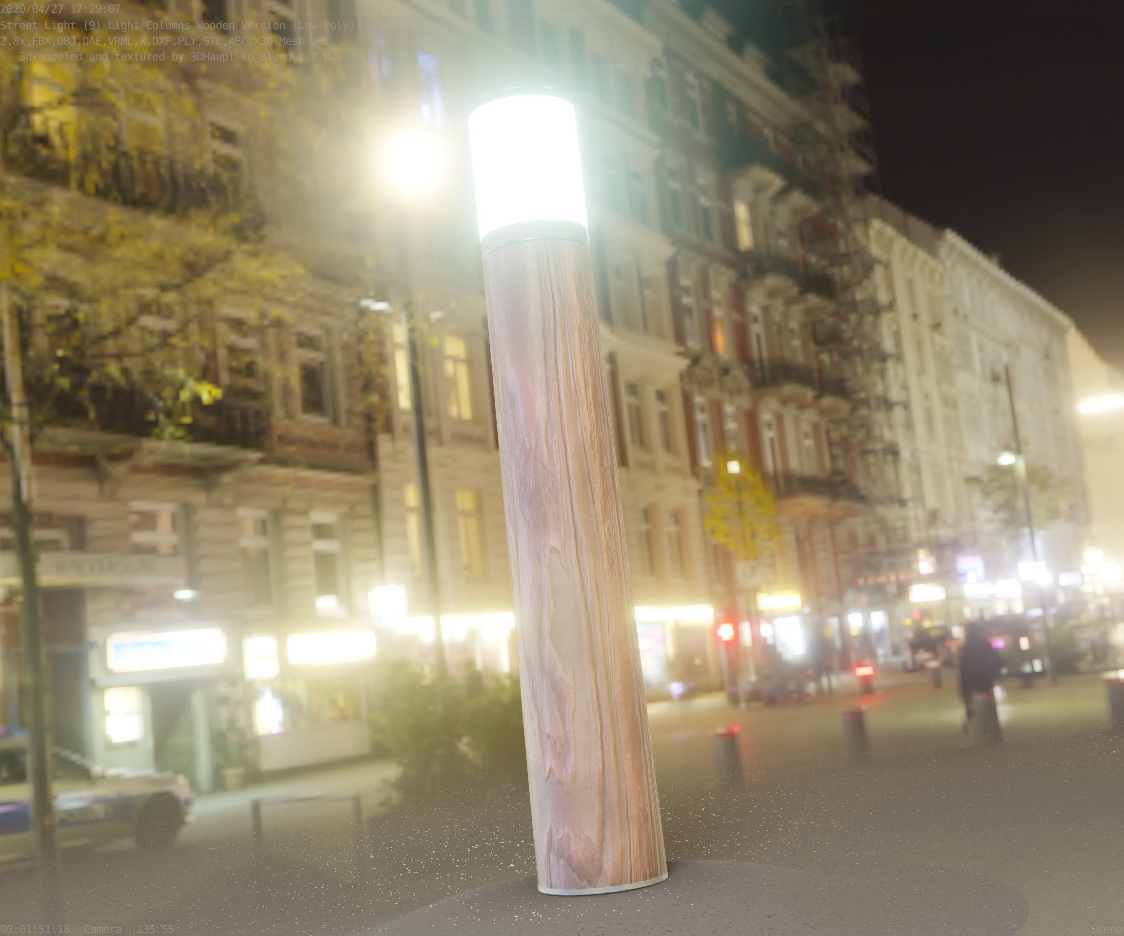 Wooden Light-Column 27- Low-Poly Street-Light Set-9 Low-poly 3D model_83