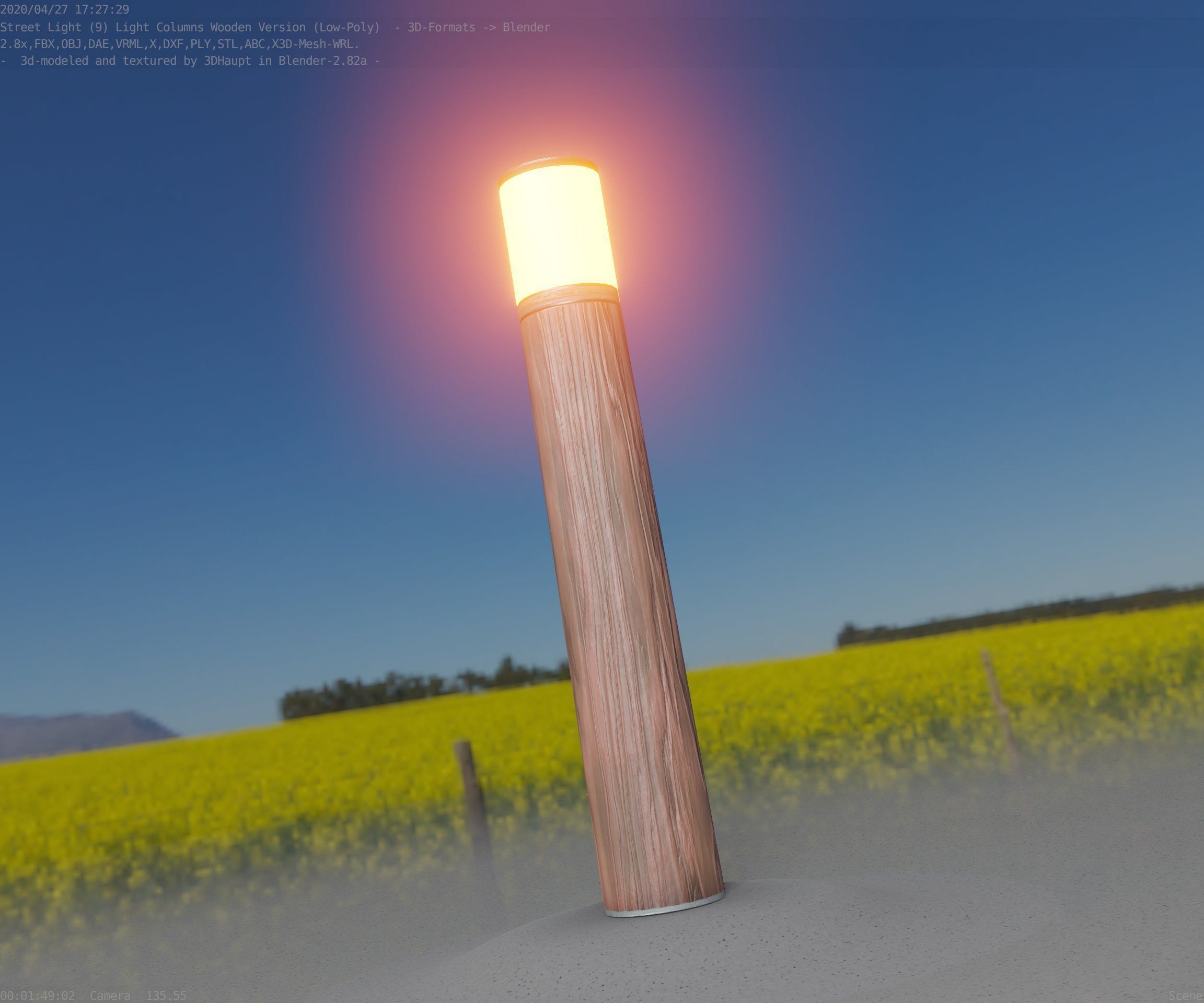 Wooden Light-Column 27- Low-Poly Street-Light Set-9 Low-poly 3D model_17