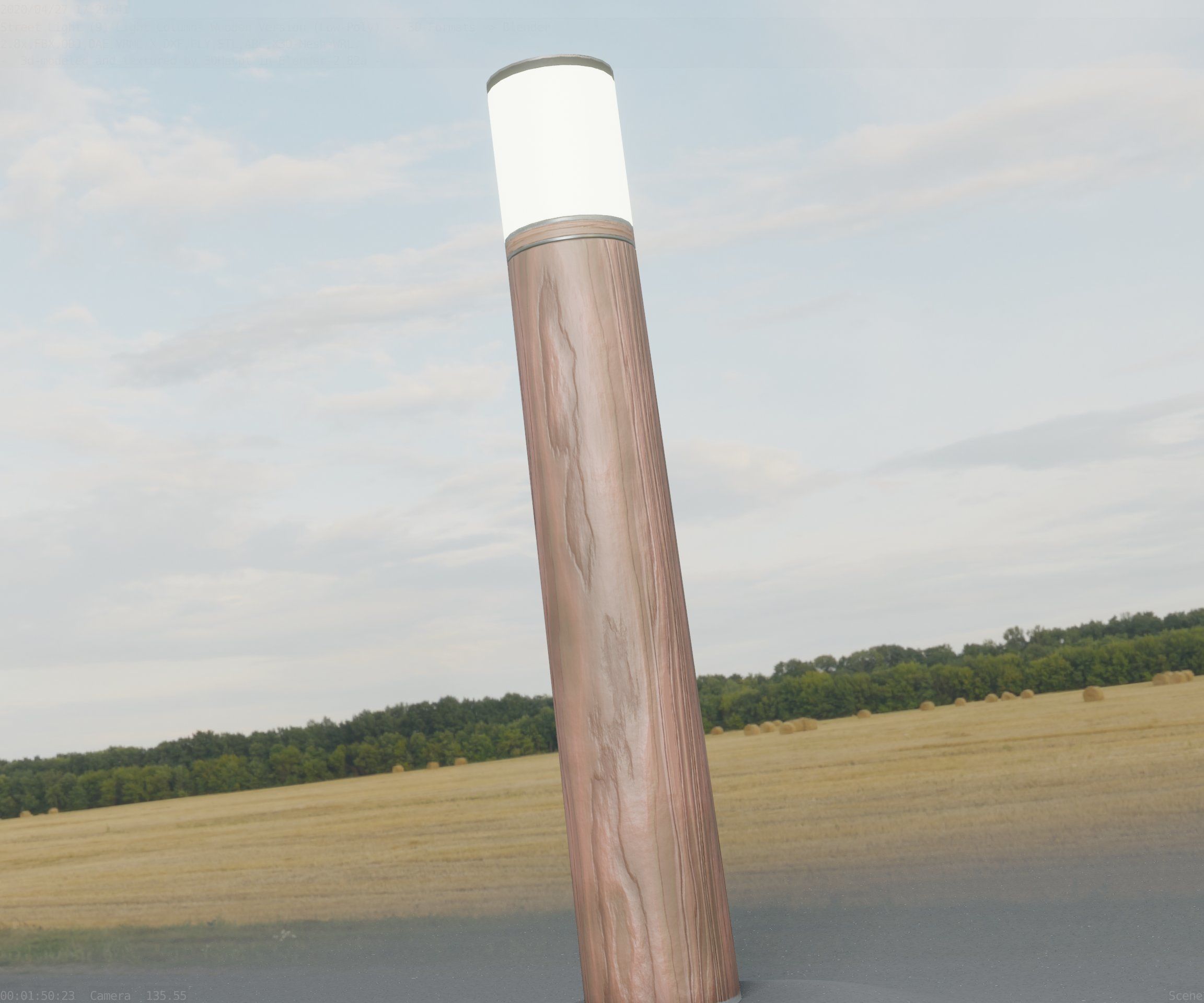 Wooden Light-Column 27- Low-Poly Street-Light Set-9 Low-poly 3D model_64