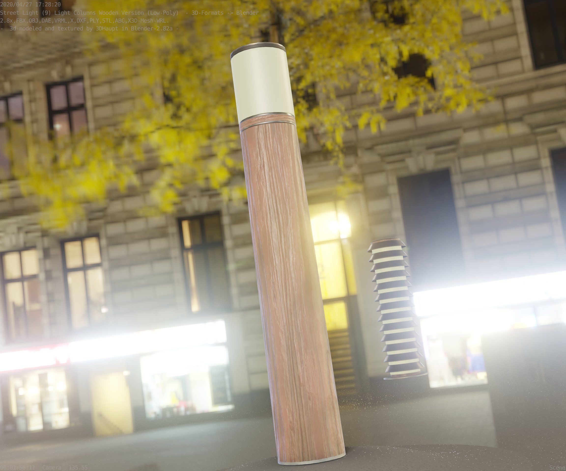 Wooden Light-Column 27- Low-Poly Street-Light Set-9 Low-poly 3D model_52