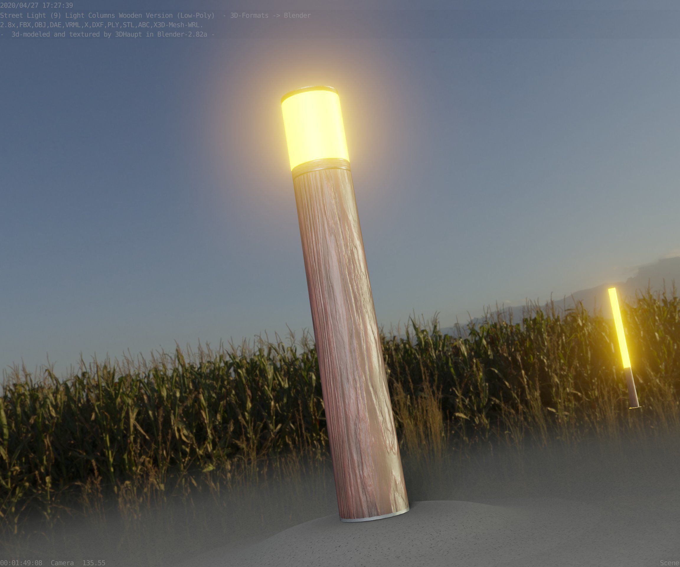 Wooden Light-Column 27- Low-Poly Street-Light Set-9 Low-poly 3D model_23