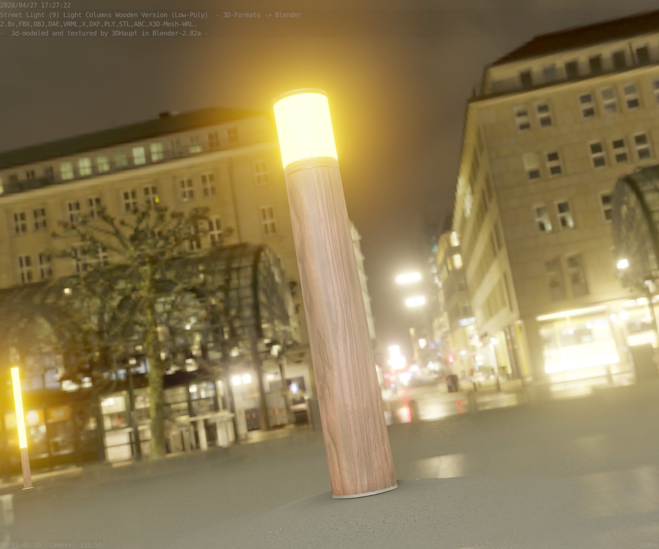 Wooden Light-Column 27- Low-Poly Street-Light Set-9 Low-poly 3D model_12