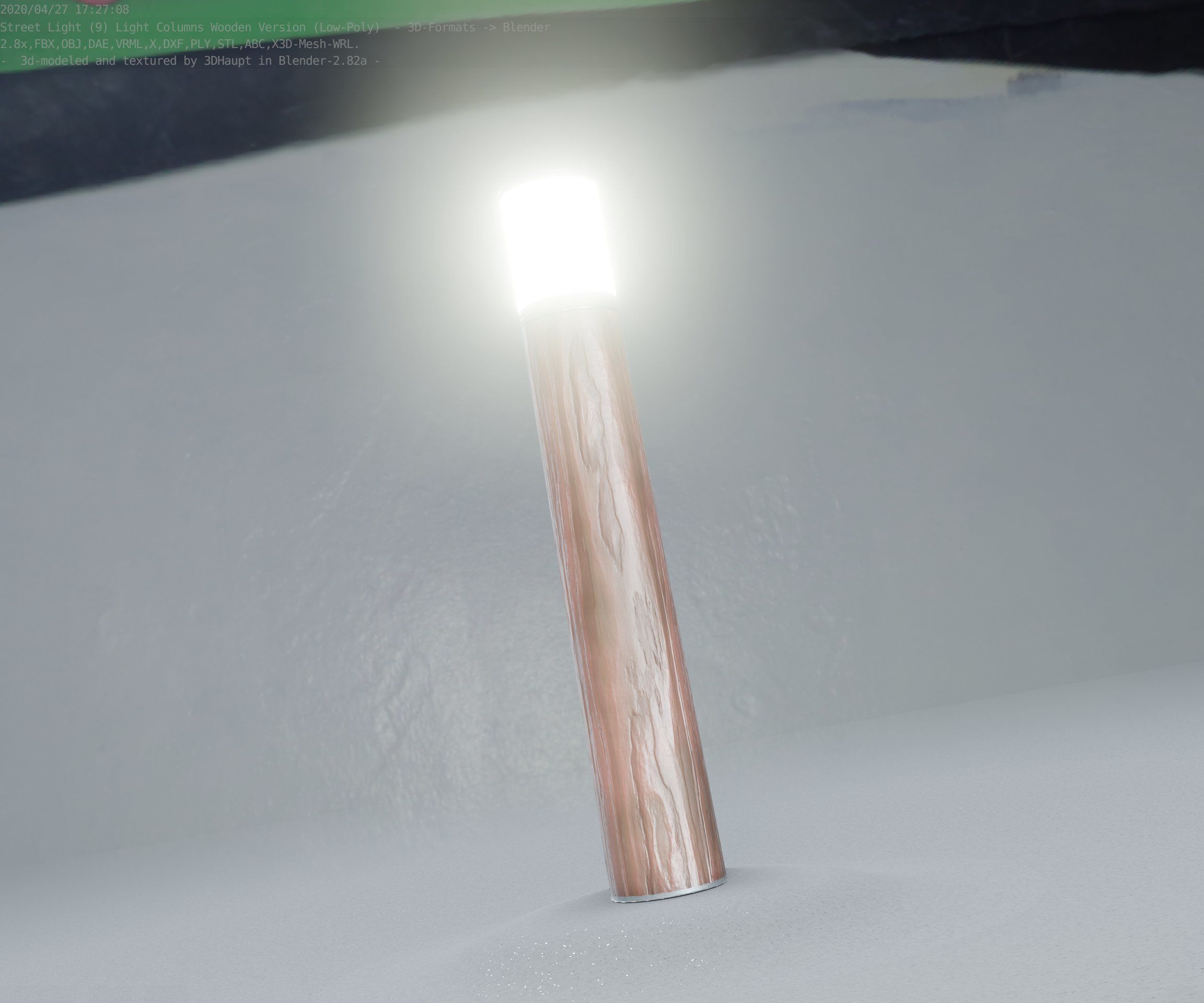 Wooden Light-Column 27- Low-Poly Street-Light Set-9 Low-poly 3D model_2