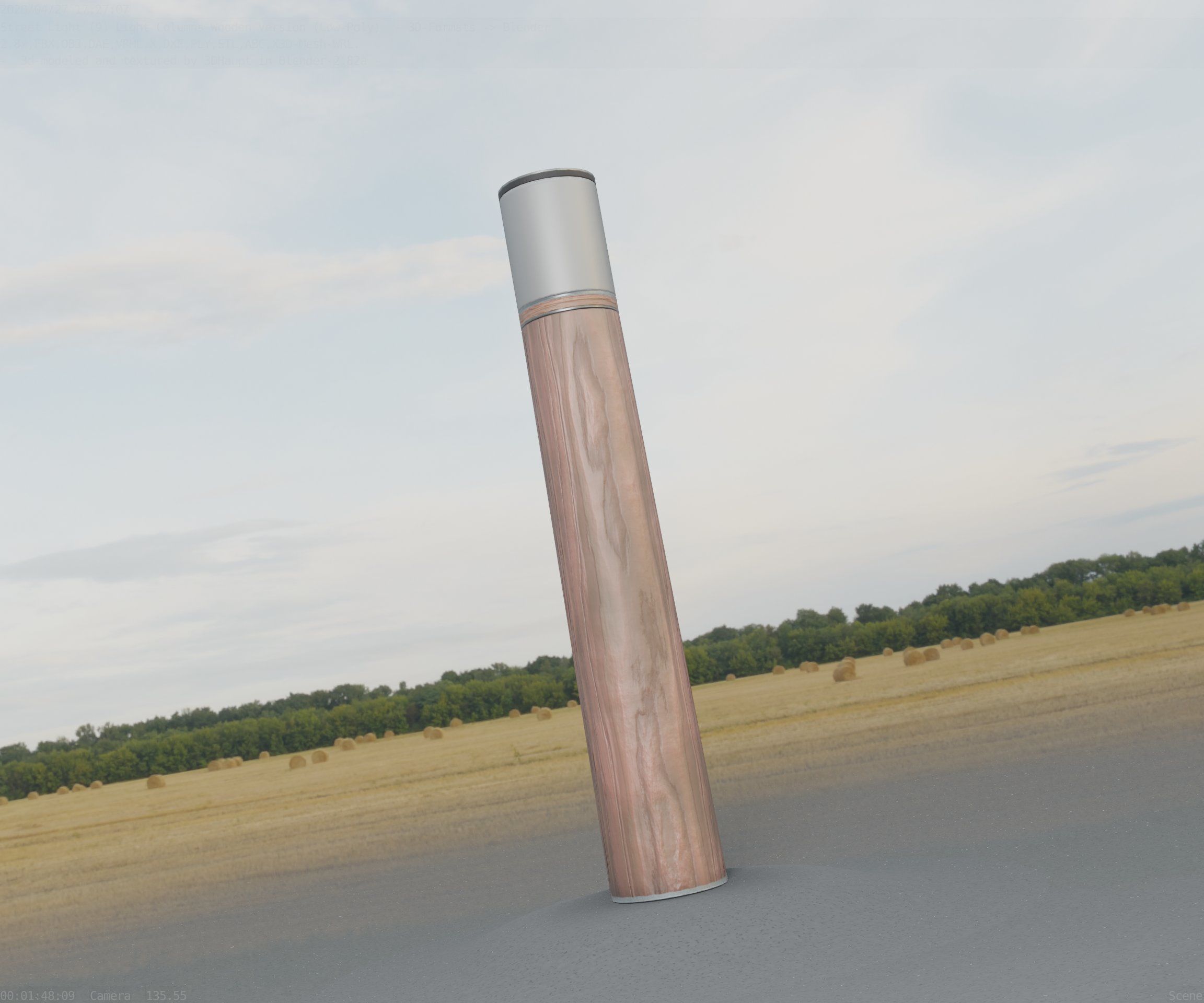Wooden Light-Column 27- Low-Poly Street-Light Set-9 Low-poly 3D model_1