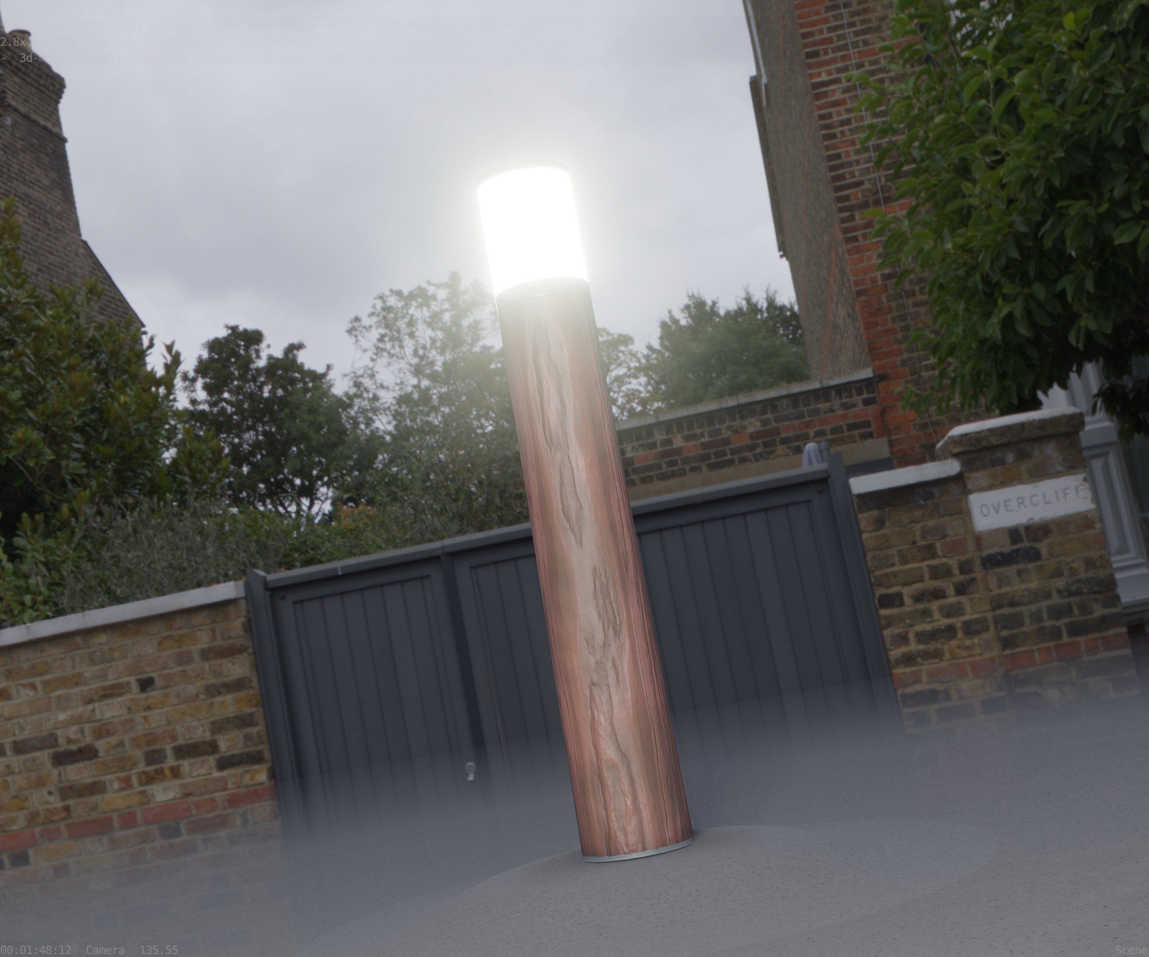Wooden Light-Column 27- Low-Poly Street-Light Set-9 Low-poly 3D model_4
