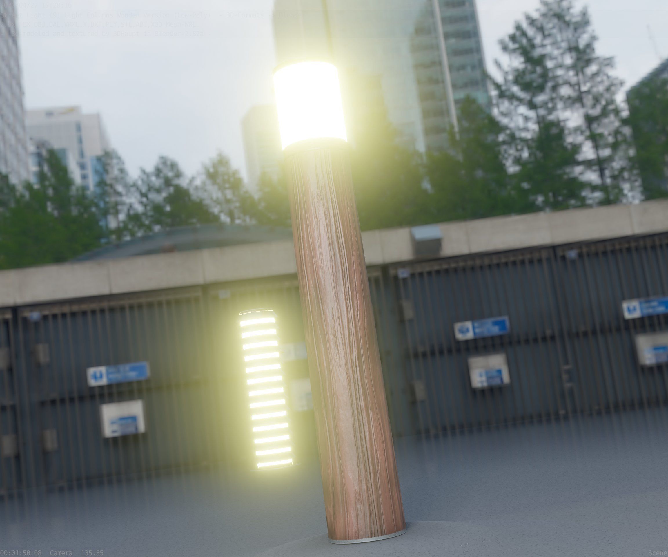 Wooden Light-Column 27- Low-Poly Street-Light Set-9 Low-poly 3D model_49