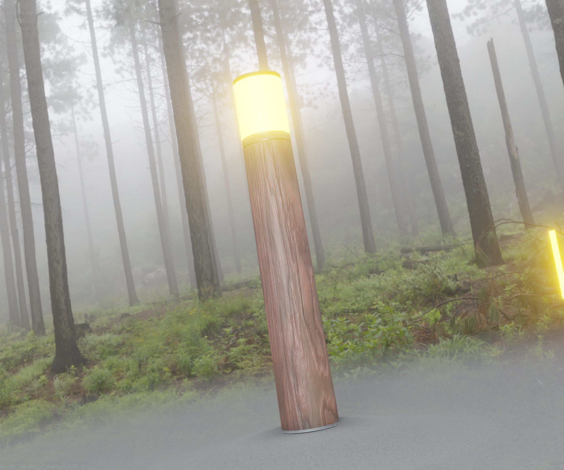 Wooden Light-Column 27- Low-Poly Street-Light Set-9 Low-poly 3D model_24