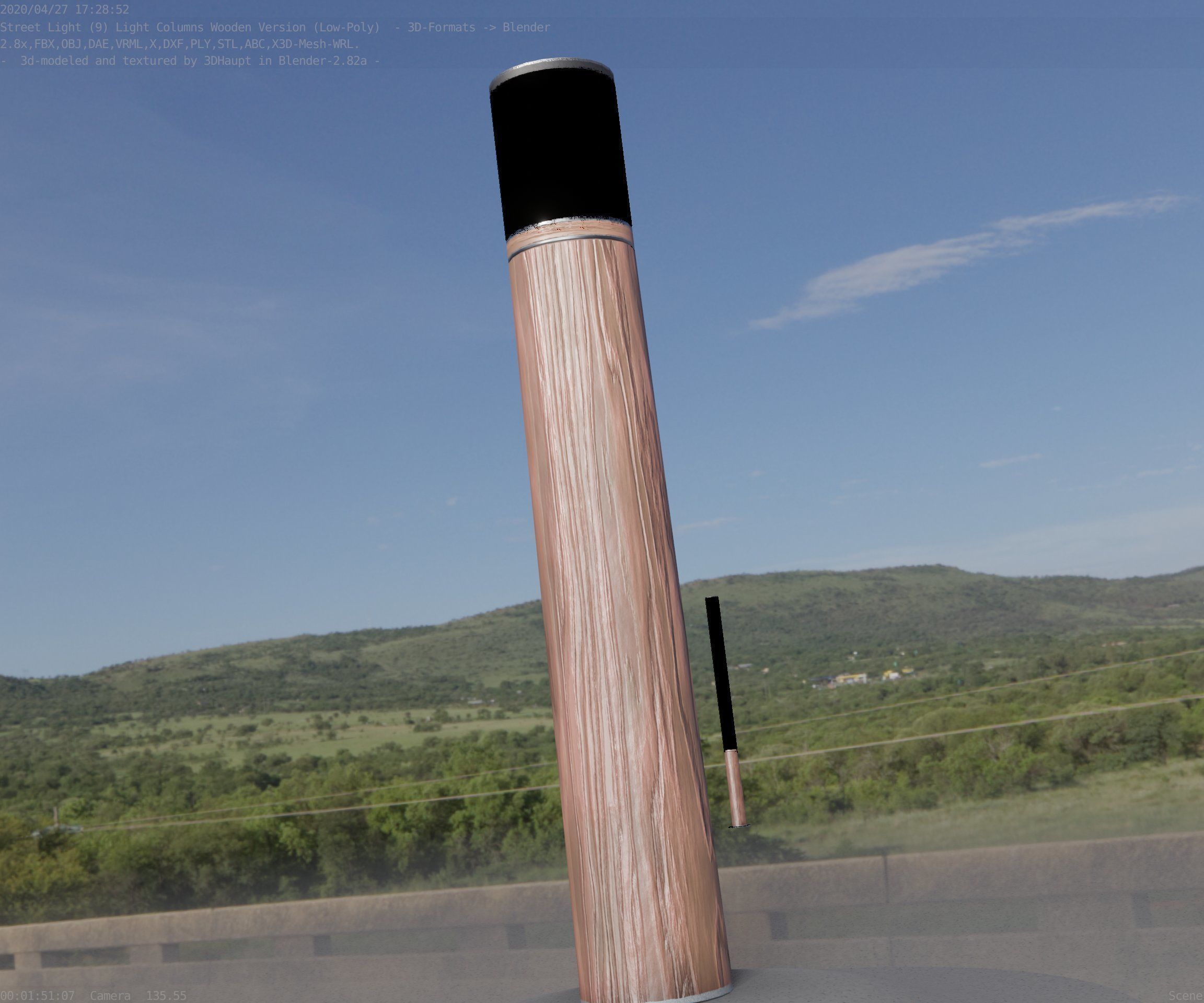 Wooden Light-Column 27- Low-Poly Street-Light Set-9 Low-poly 3D model_72