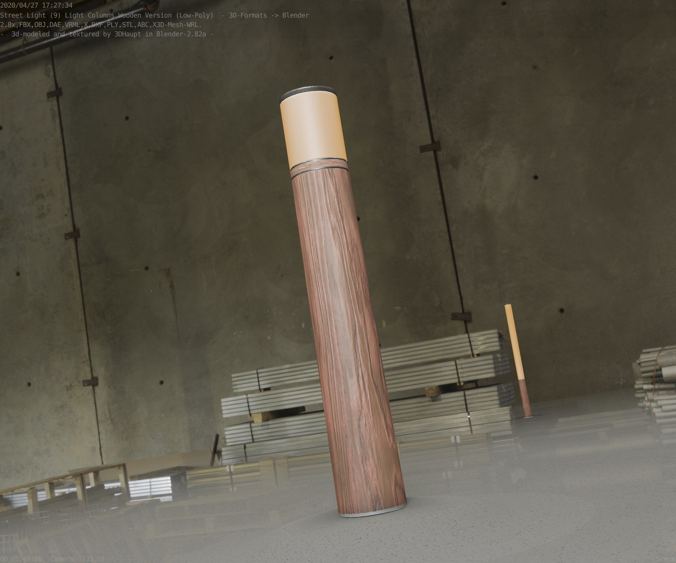 Wooden Light-Column 27- Low-Poly Street-Light Set-9 Low-poly 3D model_21