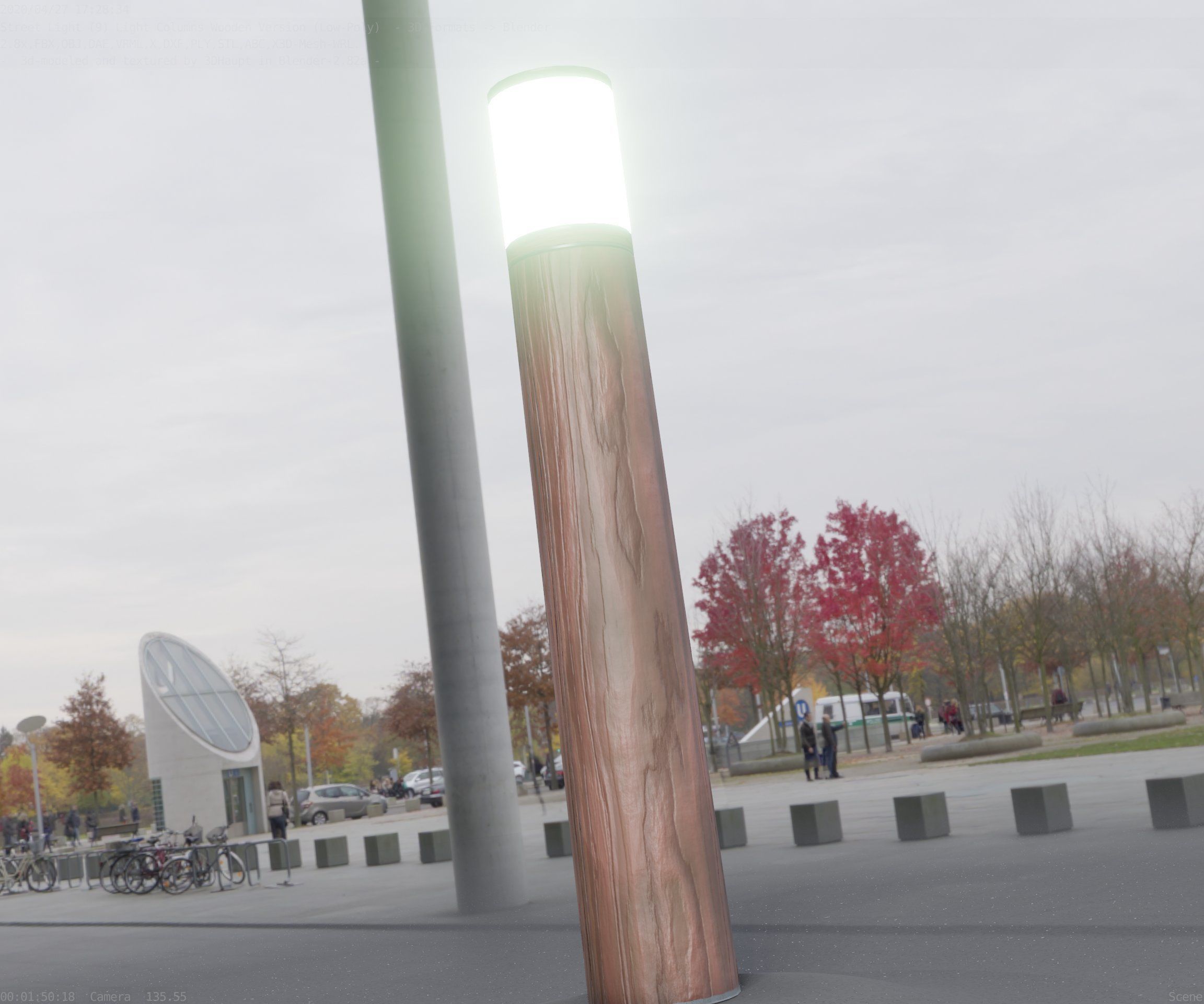 Wooden Light-Column 27- Low-Poly Street-Light Set-9 Low-poly 3D model_59