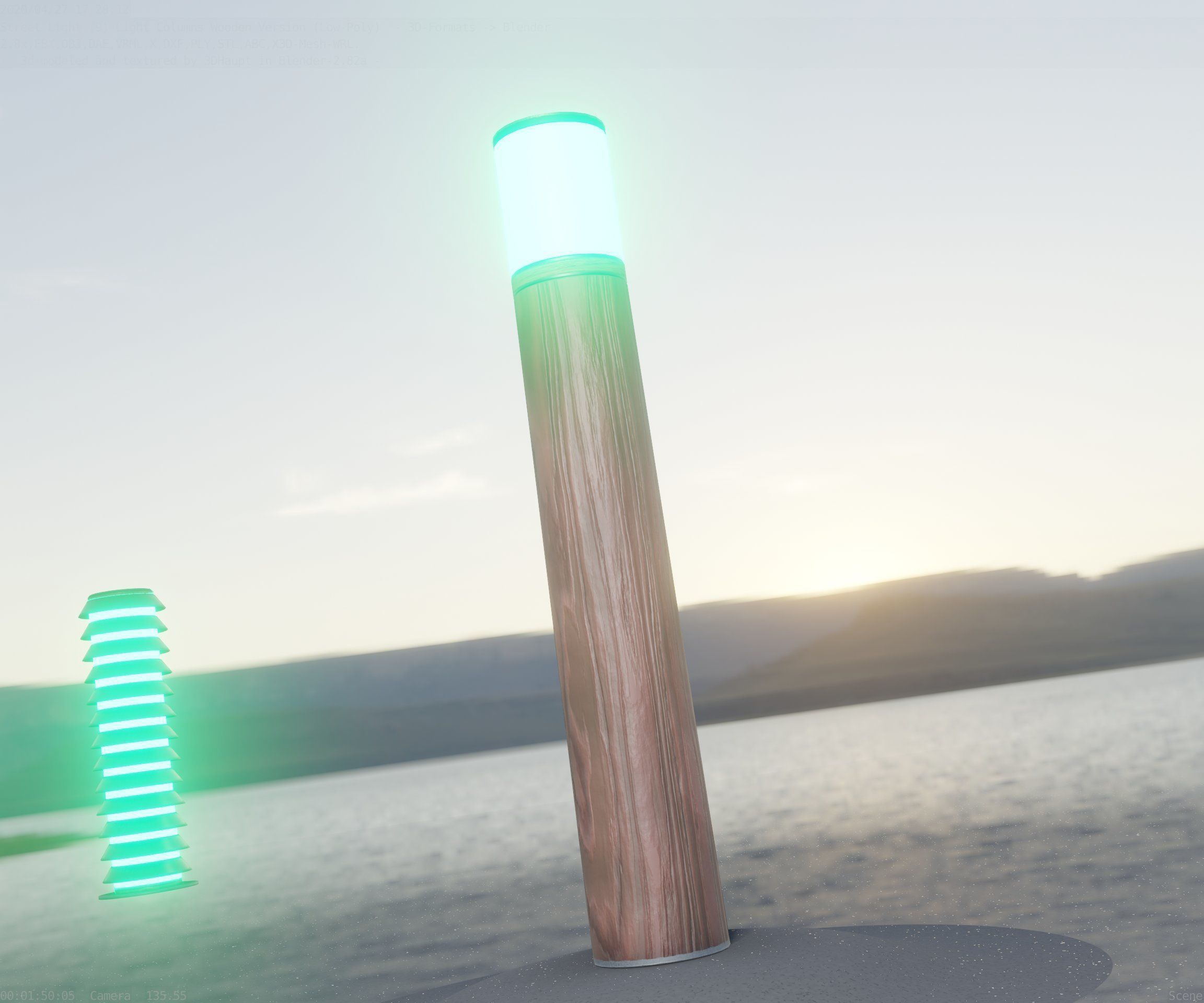 Wooden Light-Column 27- Low-Poly Street-Light Set-9 Low-poly 3D model_46