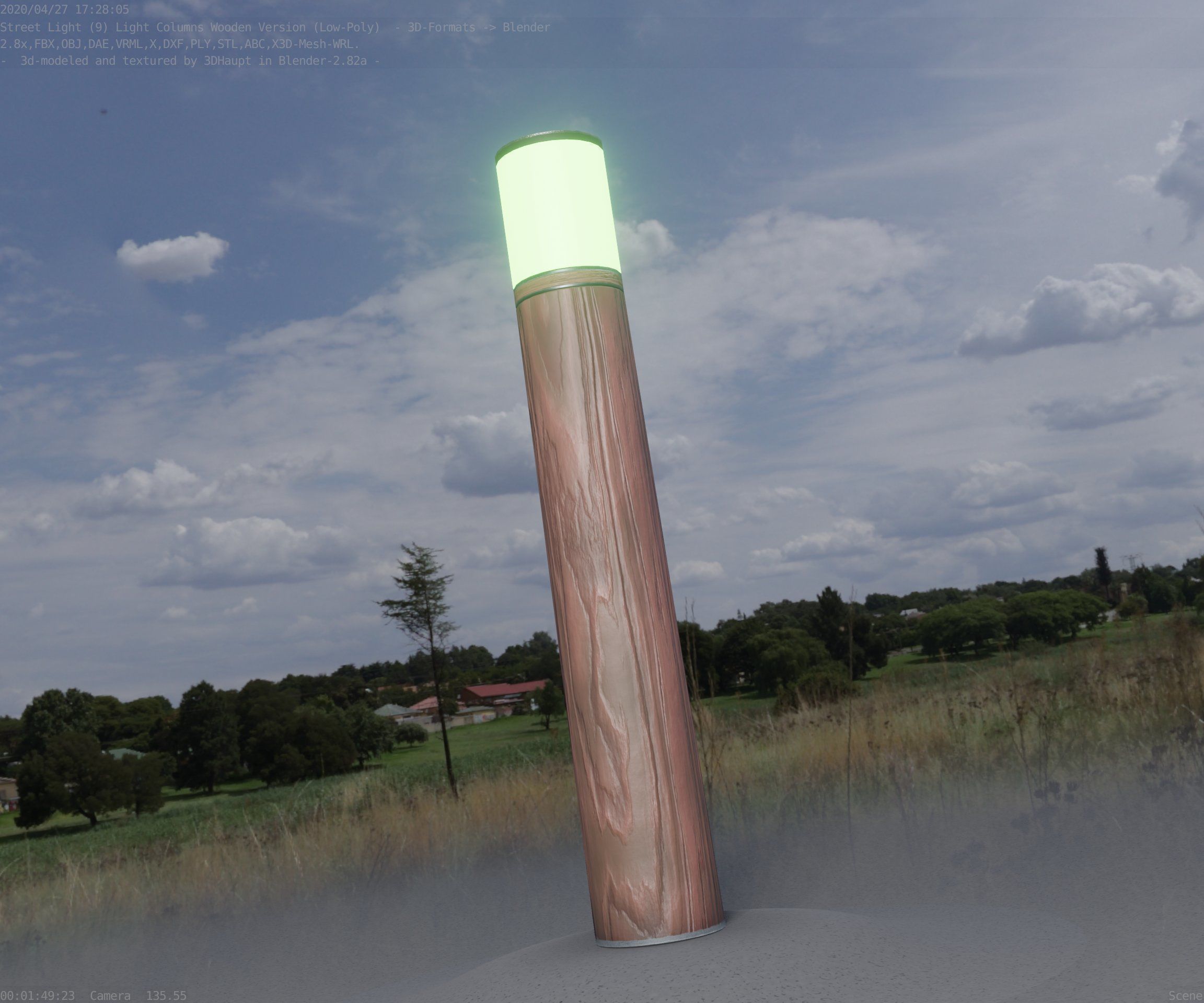 Wooden Light-Column 27- Low-Poly Street-Light Set-9 Low-poly 3D model_40