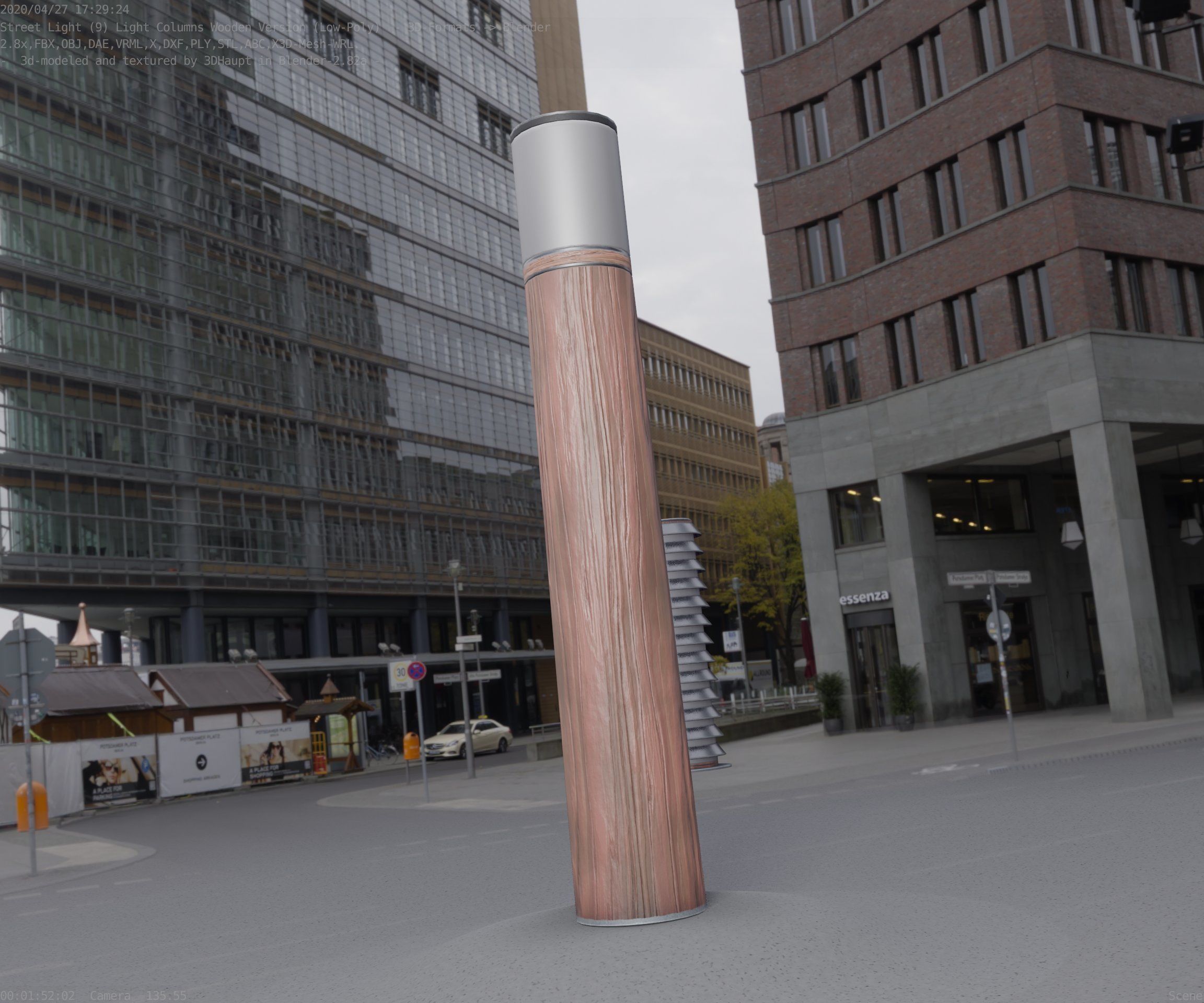 Wooden Light-Column 27- Low-Poly Street-Light Set-9 Low-poly 3D model_91
