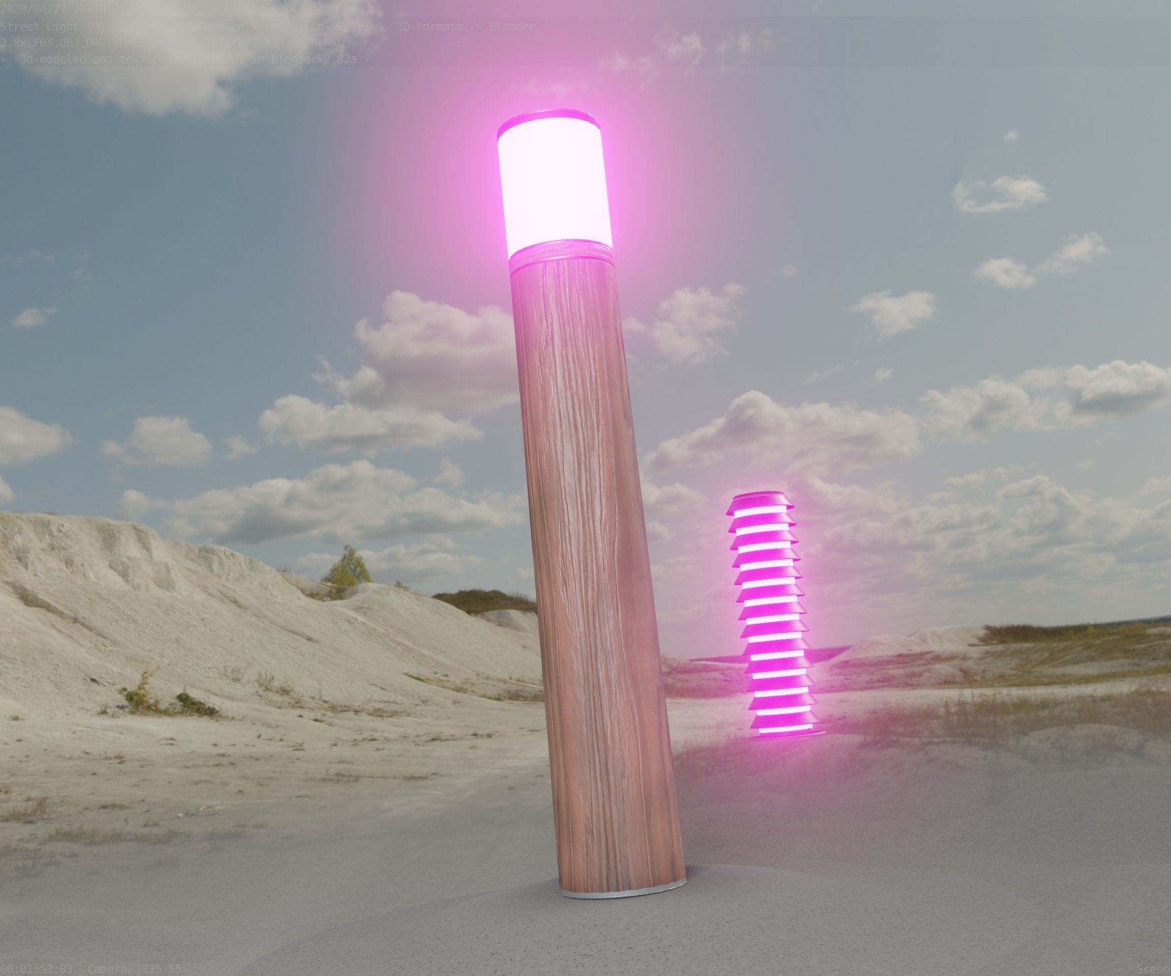 Wooden Light-Column 27- Low-Poly Street-Light Set-9 Low-poly 3D model_92