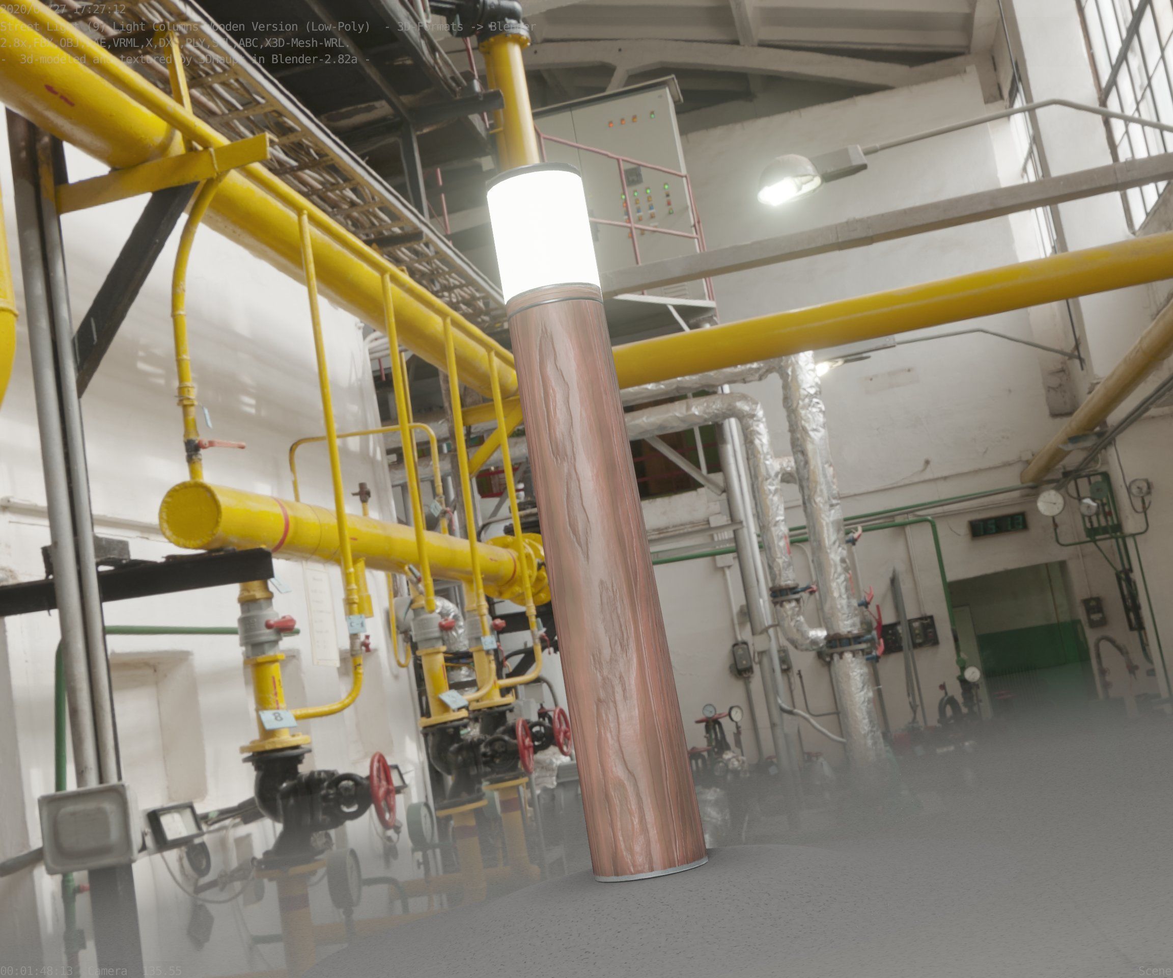 Wooden Light-Column 27- Low-Poly Street-Light Set-9 Low-poly 3D model_5