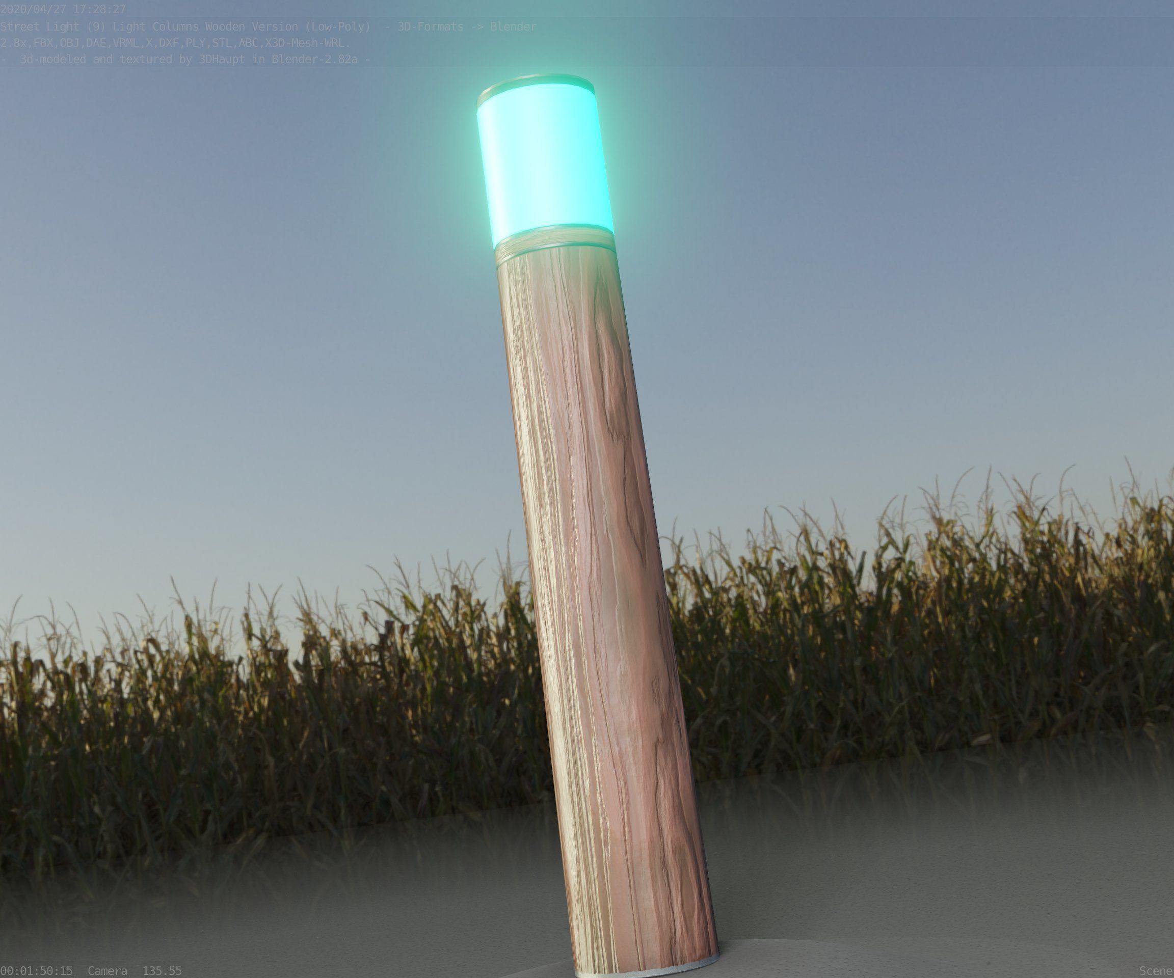 Wooden Light-Column 27- Low-Poly Street-Light Set-9 Low-poly 3D model_56
