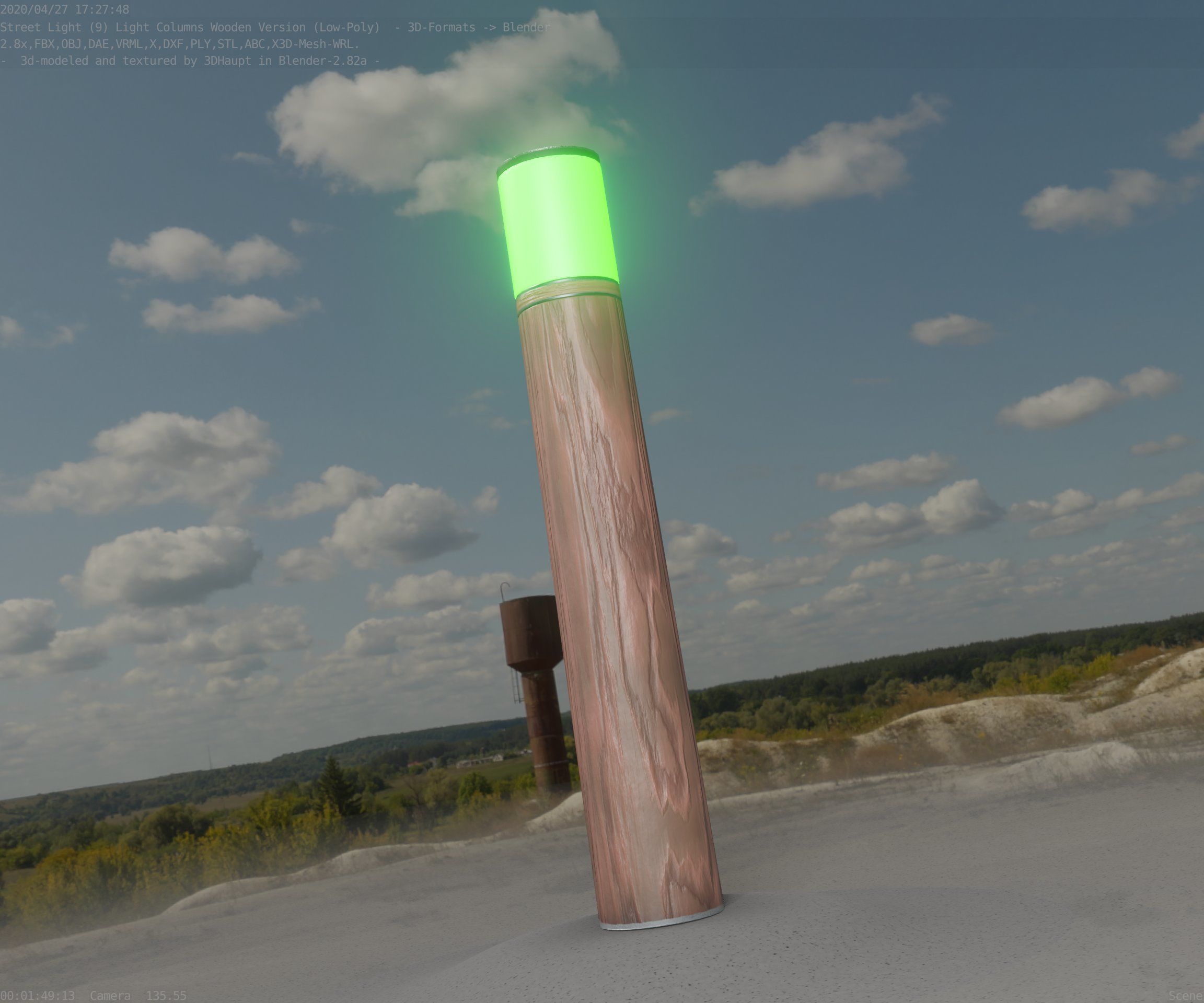 Wooden Light-Column 27- Low-Poly Street-Light Set-9 Low-poly 3D model_29