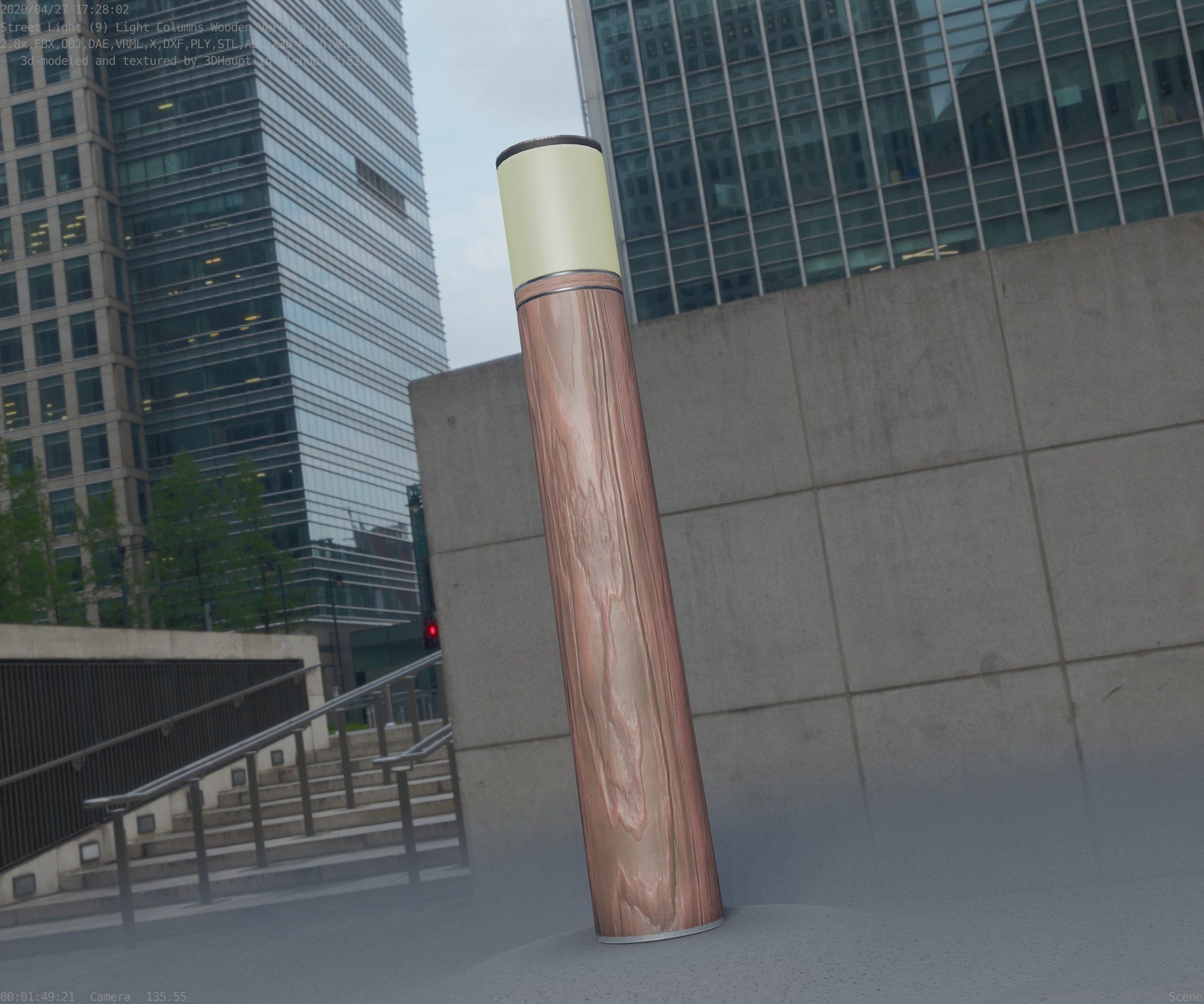 Wooden Light-Column 27- Low-Poly Street-Light Set-9 Low-poly 3D model_38