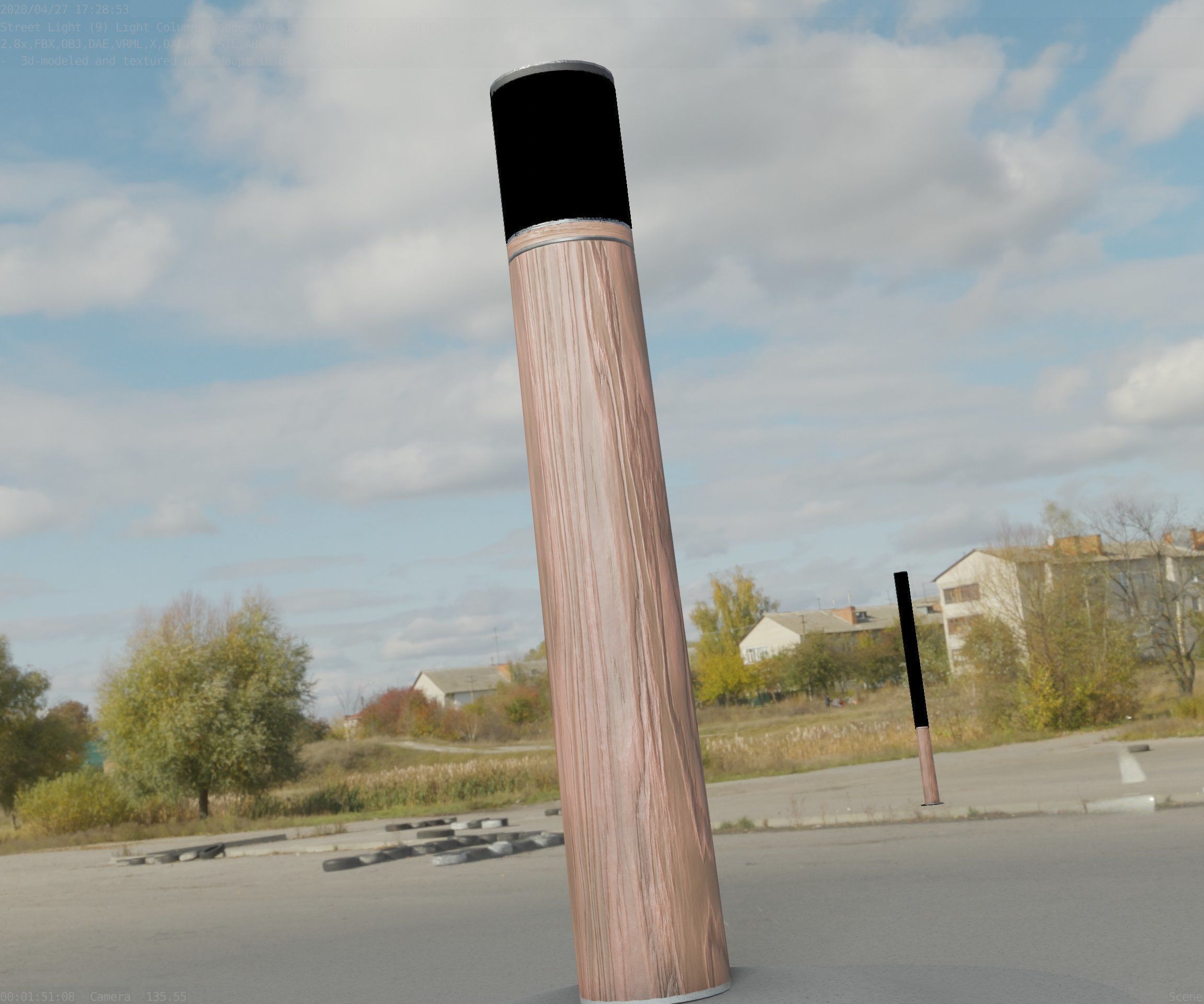 Wooden Light-Column 27- Low-Poly Street-Light Set-9 Low-poly 3D model_73