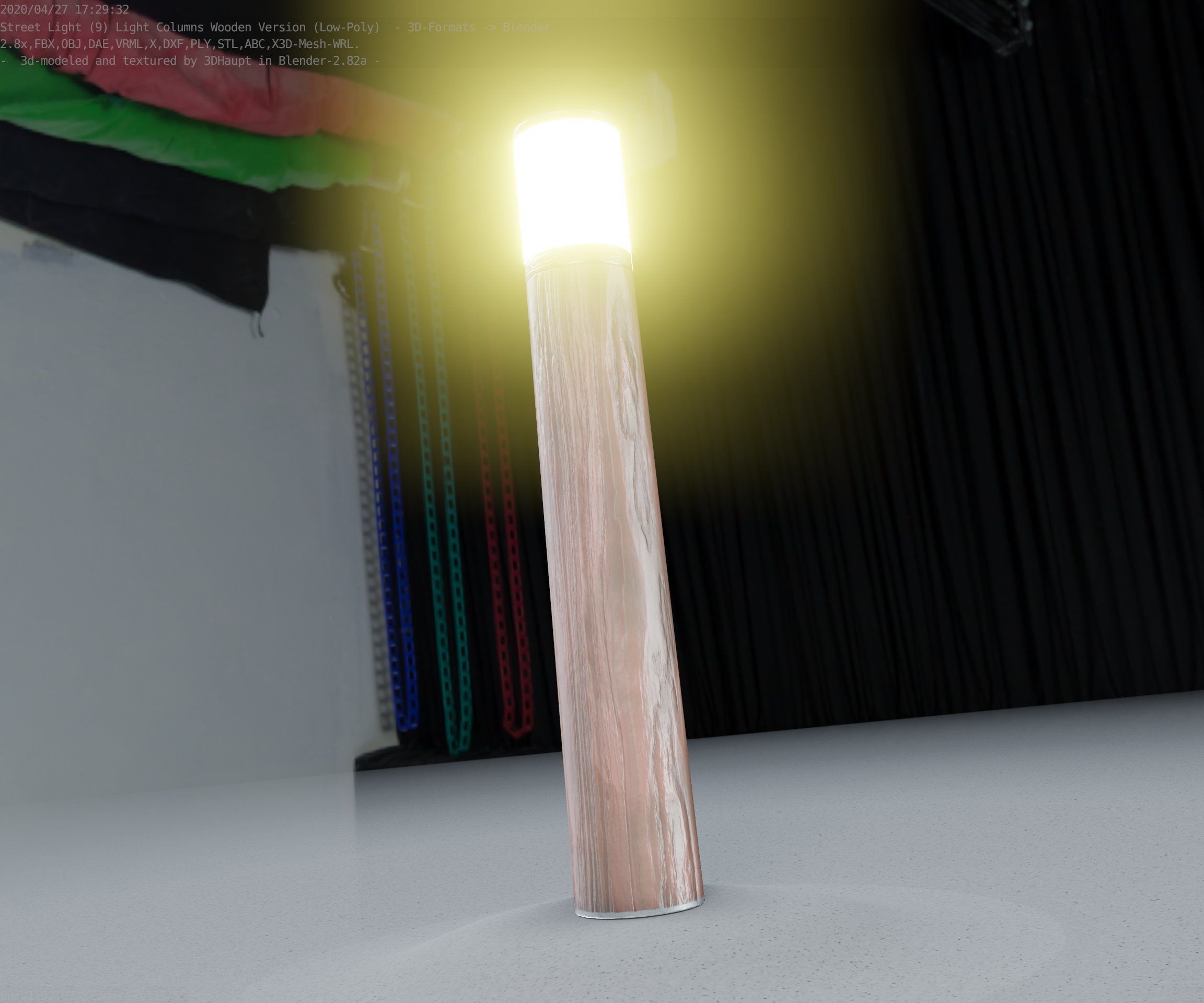 Wooden Light-Column 27- Low-Poly Street-Light Set-9 Low-poly 3D model_96