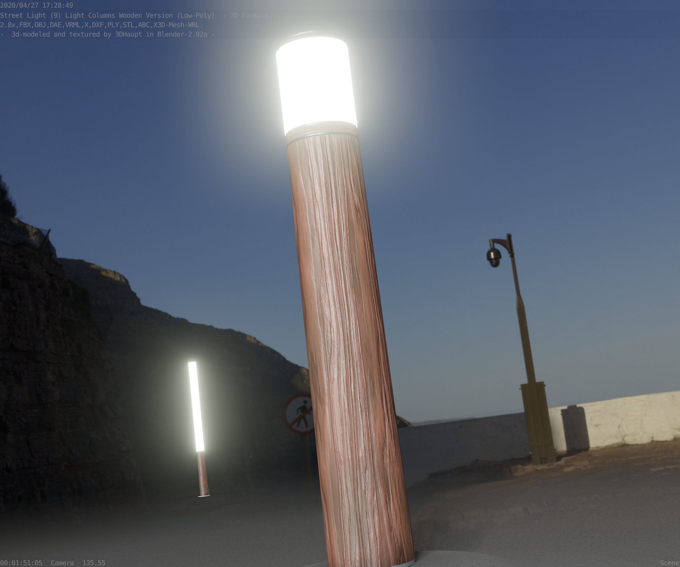 Wooden Light-Column 27- Low-Poly Street-Light Set-9 Low-poly 3D model_70