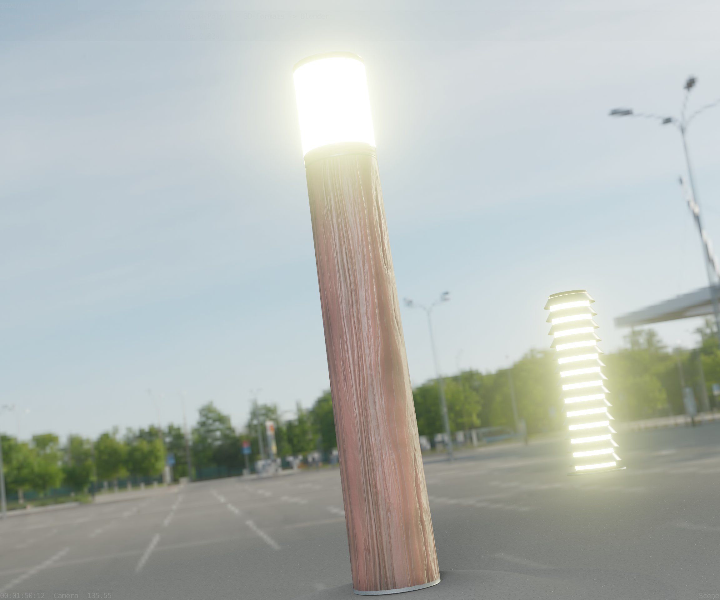 Wooden Light-Column 27- Low-Poly Street-Light Set-9 Low-poly 3D model_53