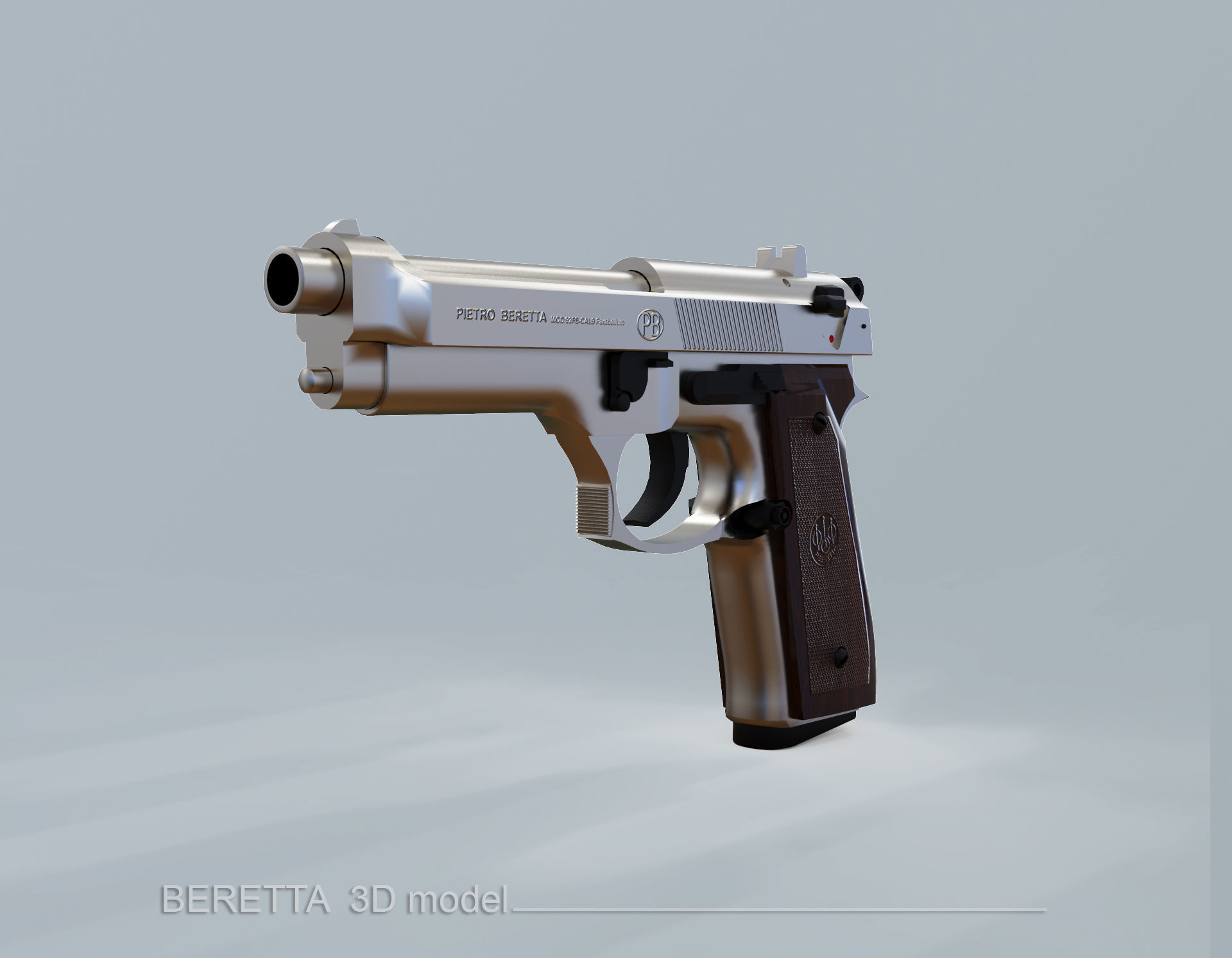 BERETTA Parabellum Low-poly 3D model_5